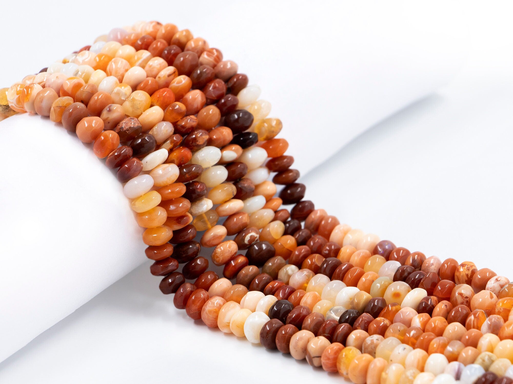 Natural Mexican Fire Opal Smooth Rondelle Beads, Fire Opal Rondelle Beads, Opal Handmade, Jewelry Making Gemstone Beads