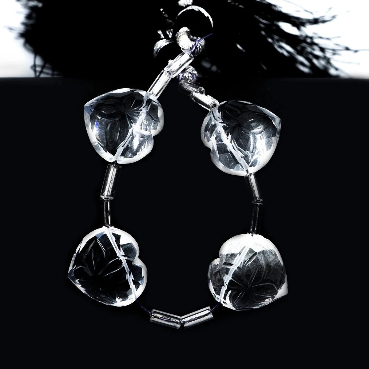 Crystal Quartz Heart Carving Beads, 12 mm, Crystal Quartz Carving, White Crystal Quartz Jewelry Making Gemstone Carving, , SKU1588