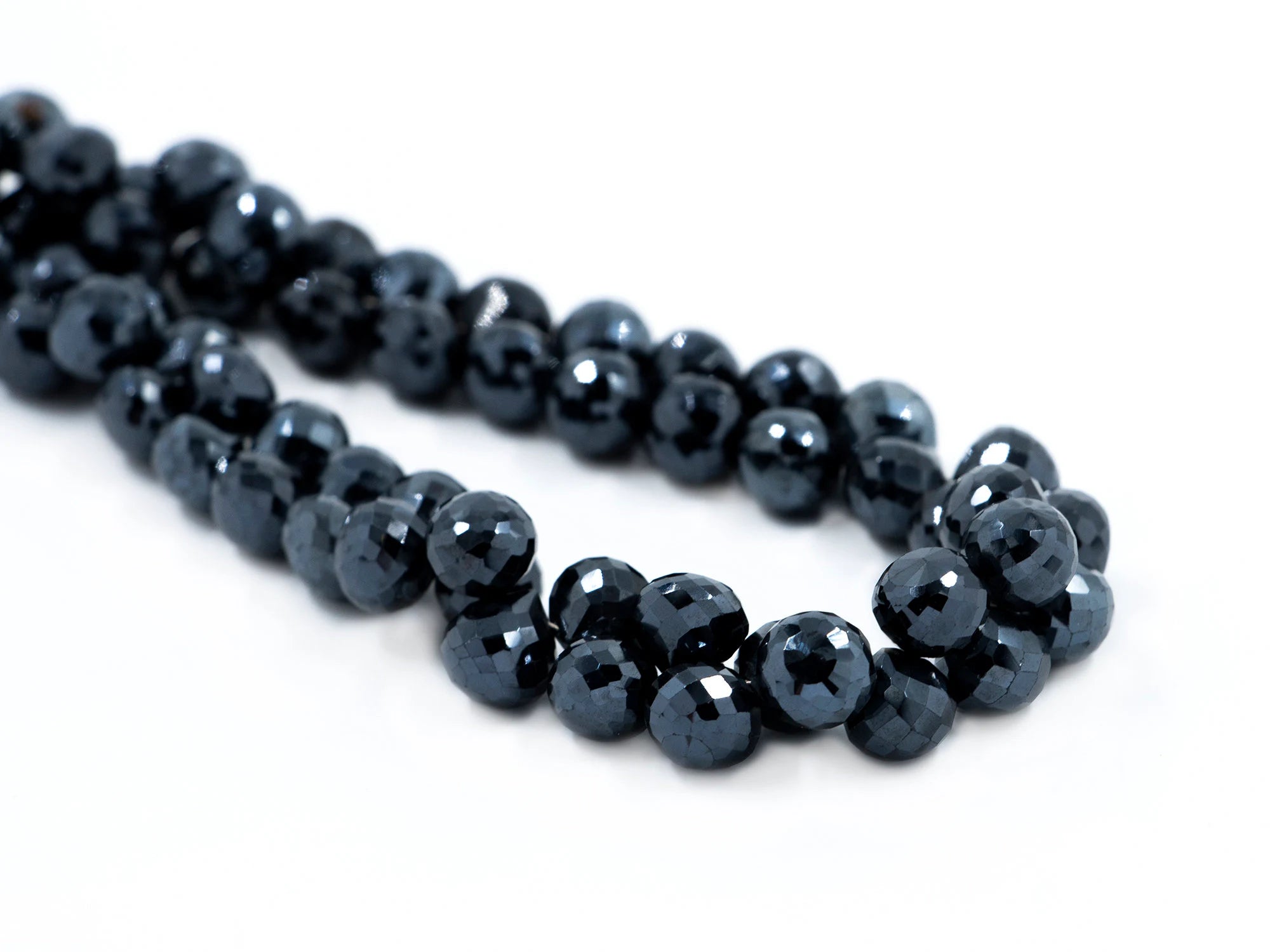Black Spinel Crystal Coated Metallic Faceted Onion Beads, 7x8 mmm Black Spinel Coated Onion, SKU257