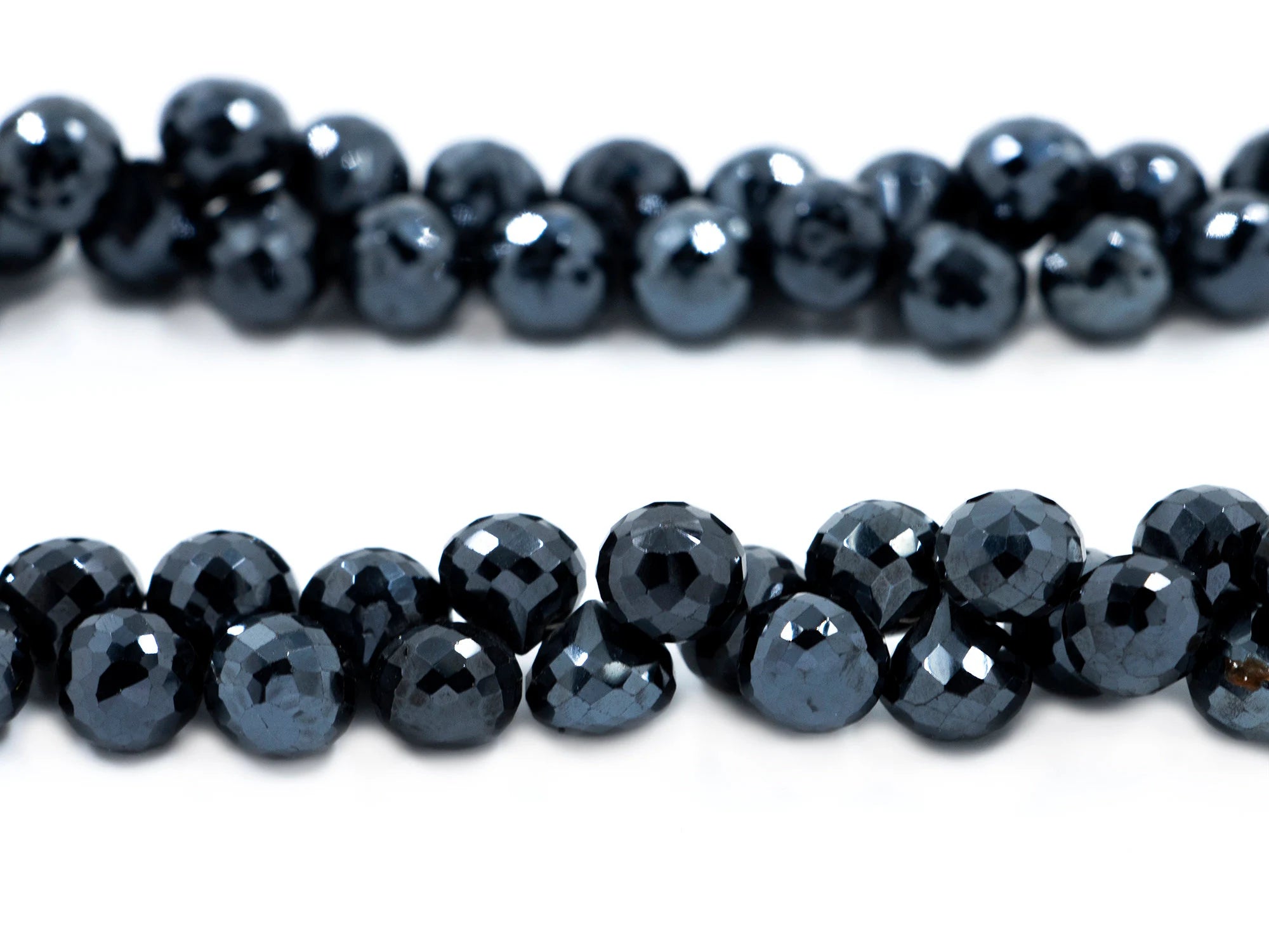 Black Spinel Crystal Coated Metallic Faceted Onion Beads, 7x8 mmm Black Spinel Coated Onion, SKU257