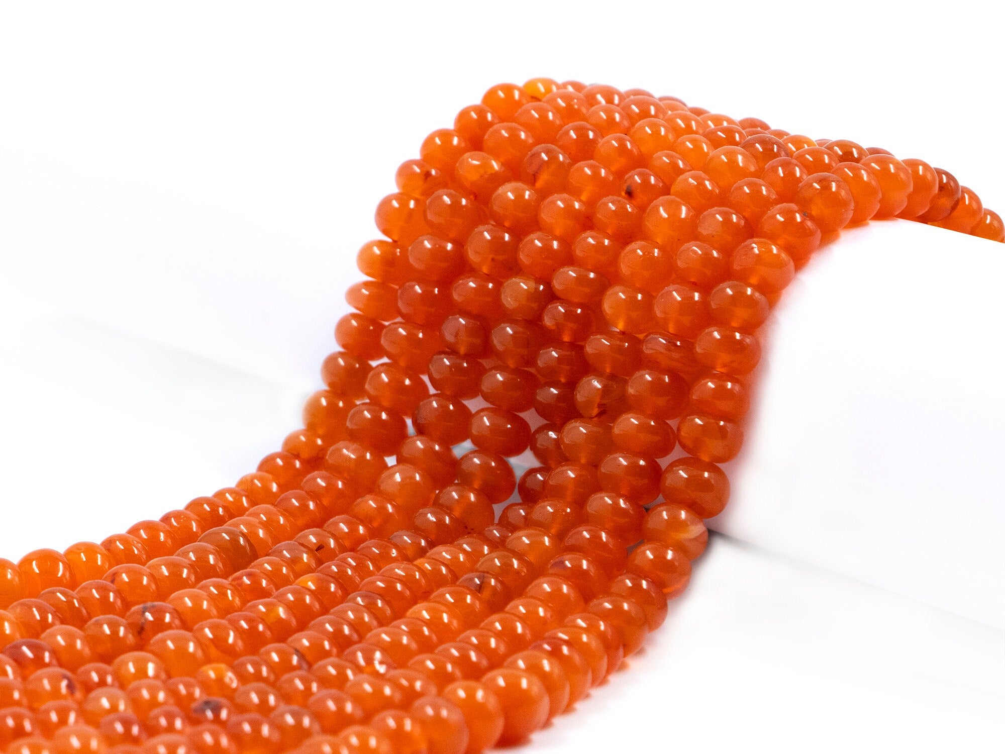 Orange Carnelian Smooth Rondelle Beads, 6 mm To 9 mm, Carnelian Rondelle Beads, Carnelian Beads, Carnelian Jewelry Making Beads
