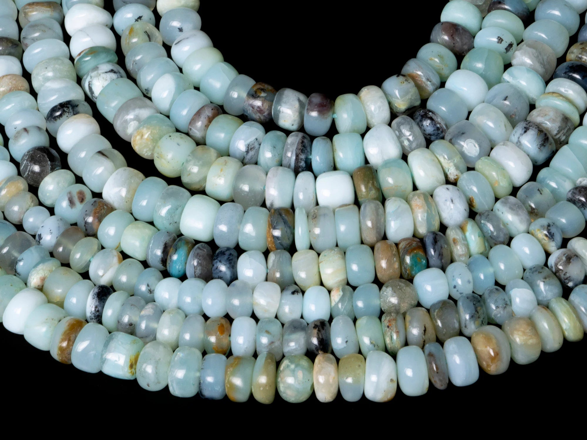 Natural Peruvian Opal Smooth Rondelle Gemstone Beads, 13 Inch Strand, (SKU1580)