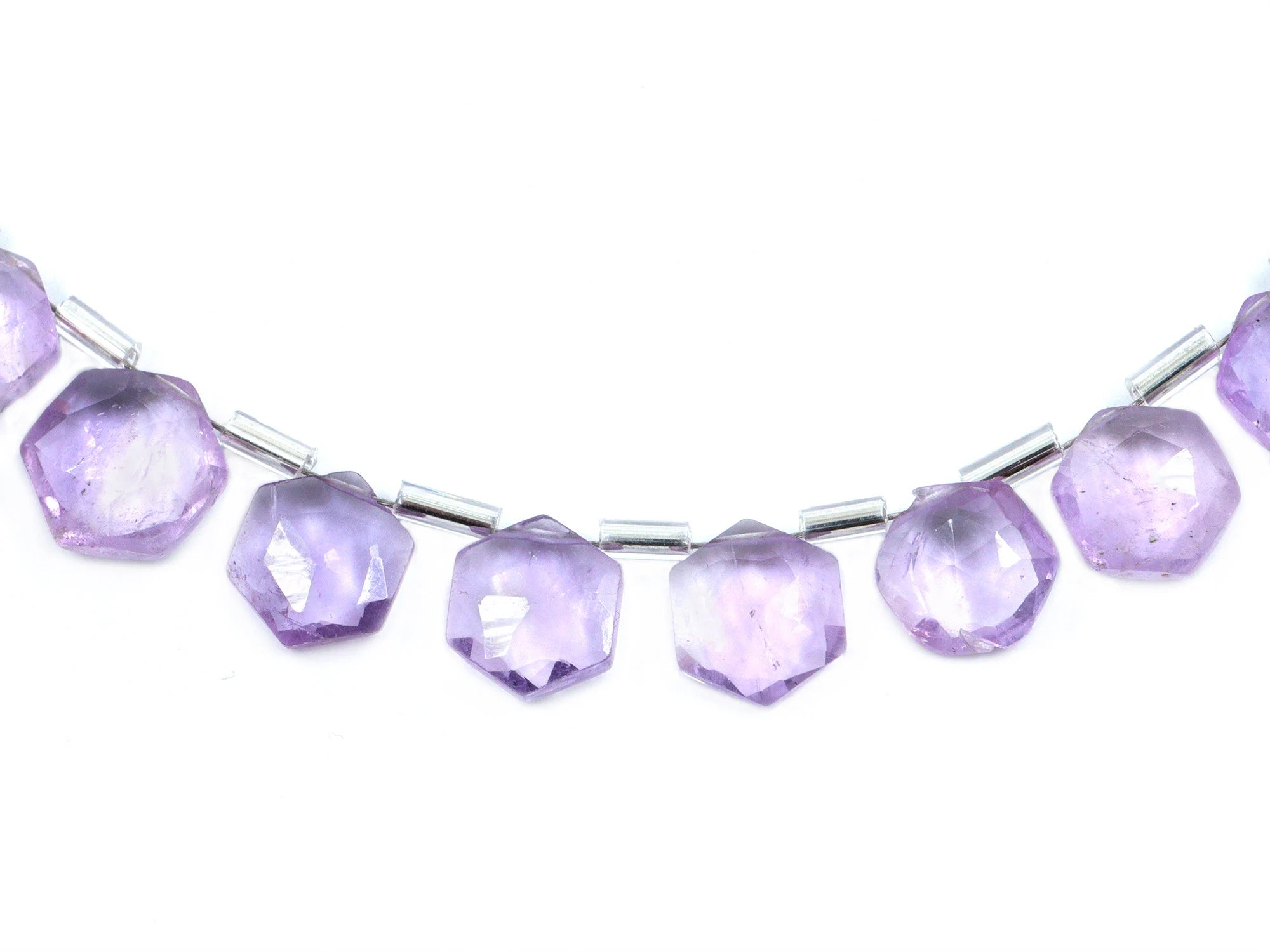 AA Quality Pink Amethyst Faceted Hexagon Beads, Amethyst Hexagon Beads, 6 Corner Hexagon, Jewelry Making Gemstone Beads