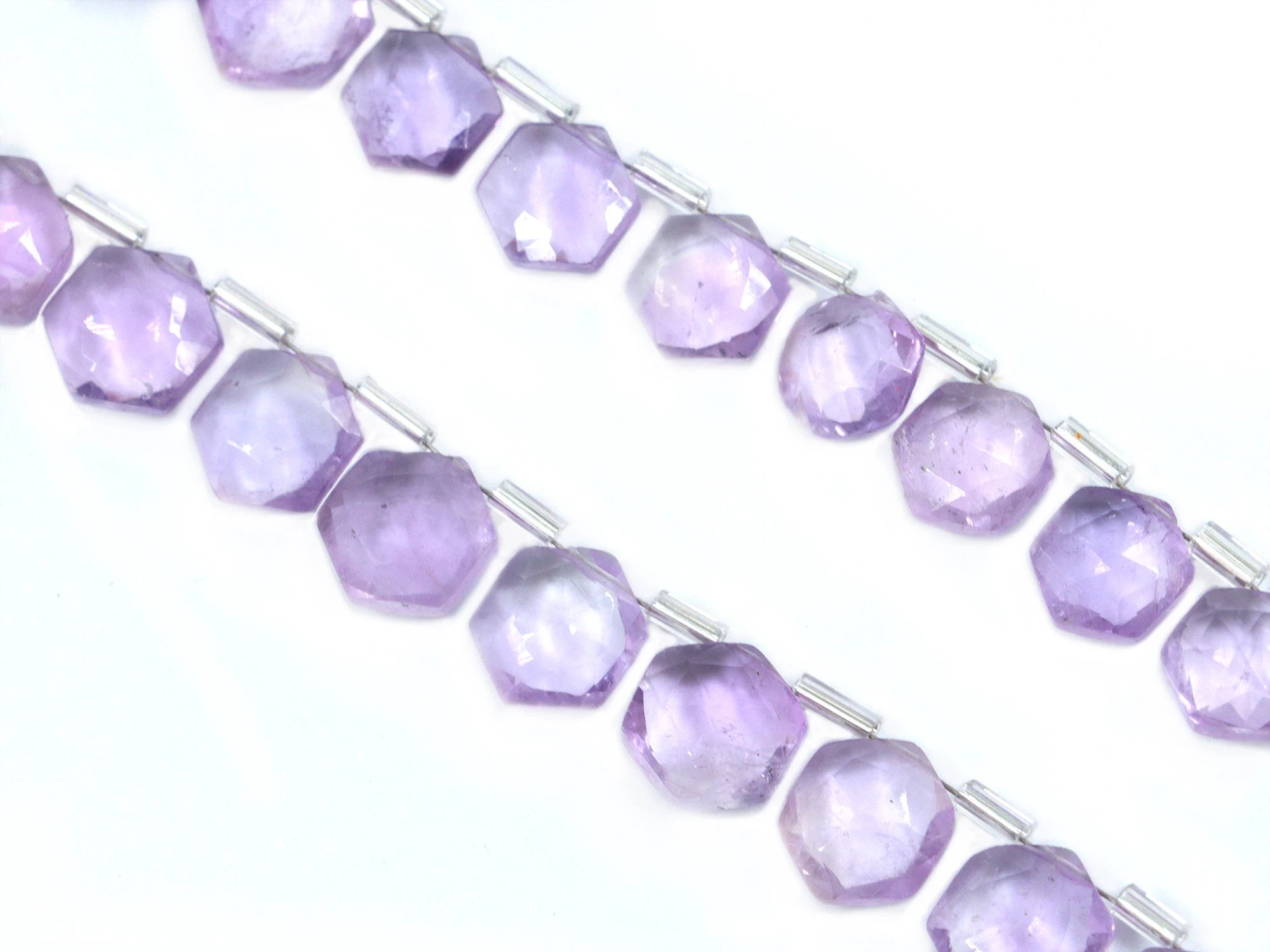 AA Quality Pink Amethyst Faceted Hexagon Beads, Amethyst Hexagon Beads, 6 Corner Hexagon, Jewelry Making Gemstone Beads
