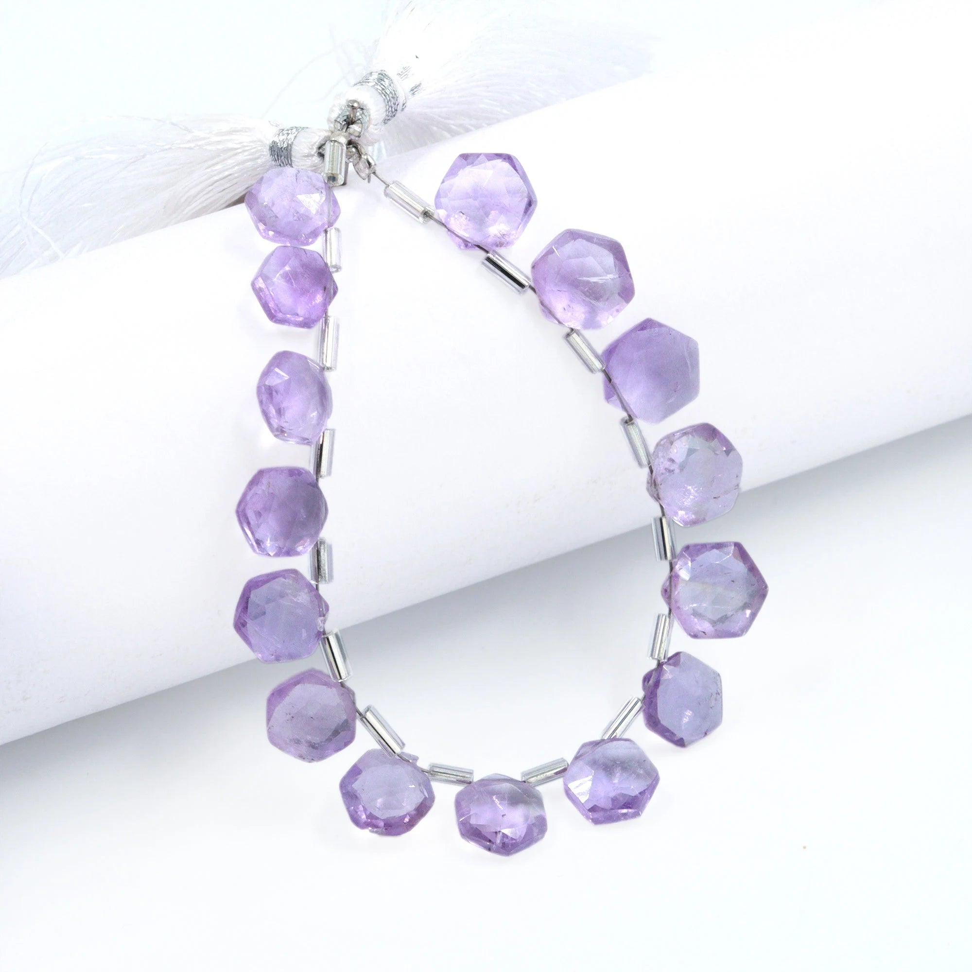 AA Quality Pink Amethyst Faceted Hexagon Beads, Amethyst Hexagon Beads, 6 Corner Hexagon, Jewelry Making Gemstone Beads
