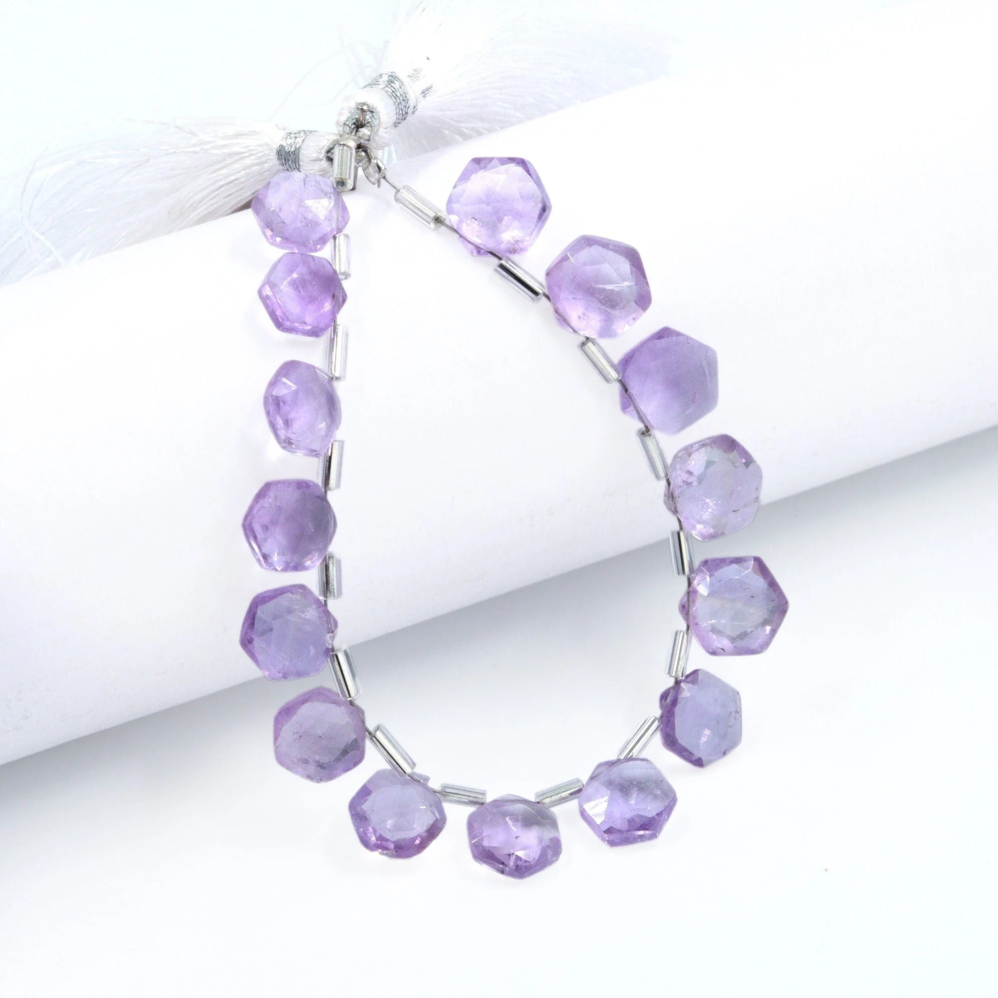 AA Quality Pink Amethyst Faceted Hexagon Beads, Amethyst Hexagon Beads, 6 Corner Hexagon, Jewelry Making Gemstone Beads