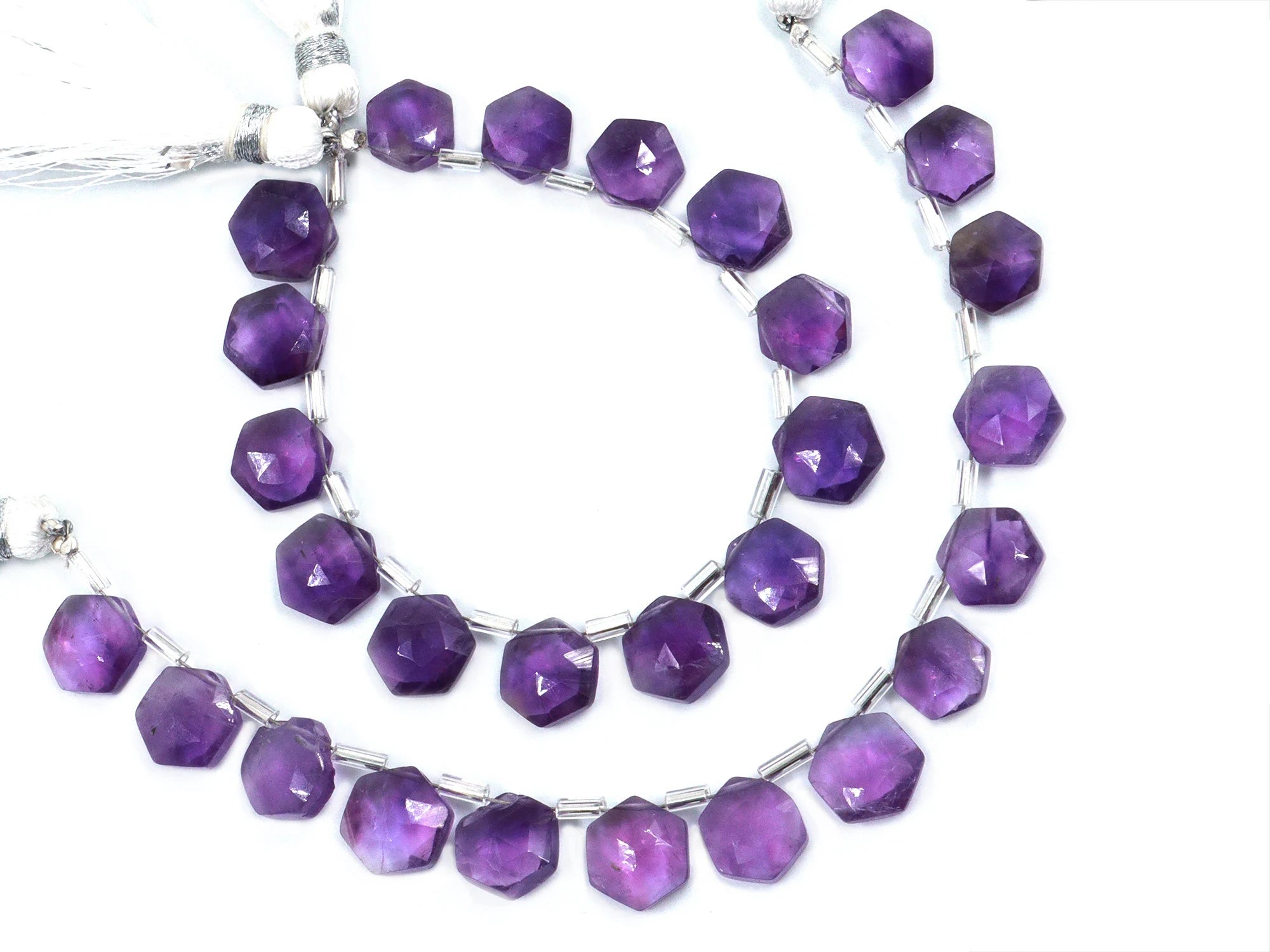 AA Quality African Amethyst Faceted Hexagon Beads, Amethyst Hexagon Beads, 6 Corner Shape Briolettes, Jewelry Making Gemstone Beads