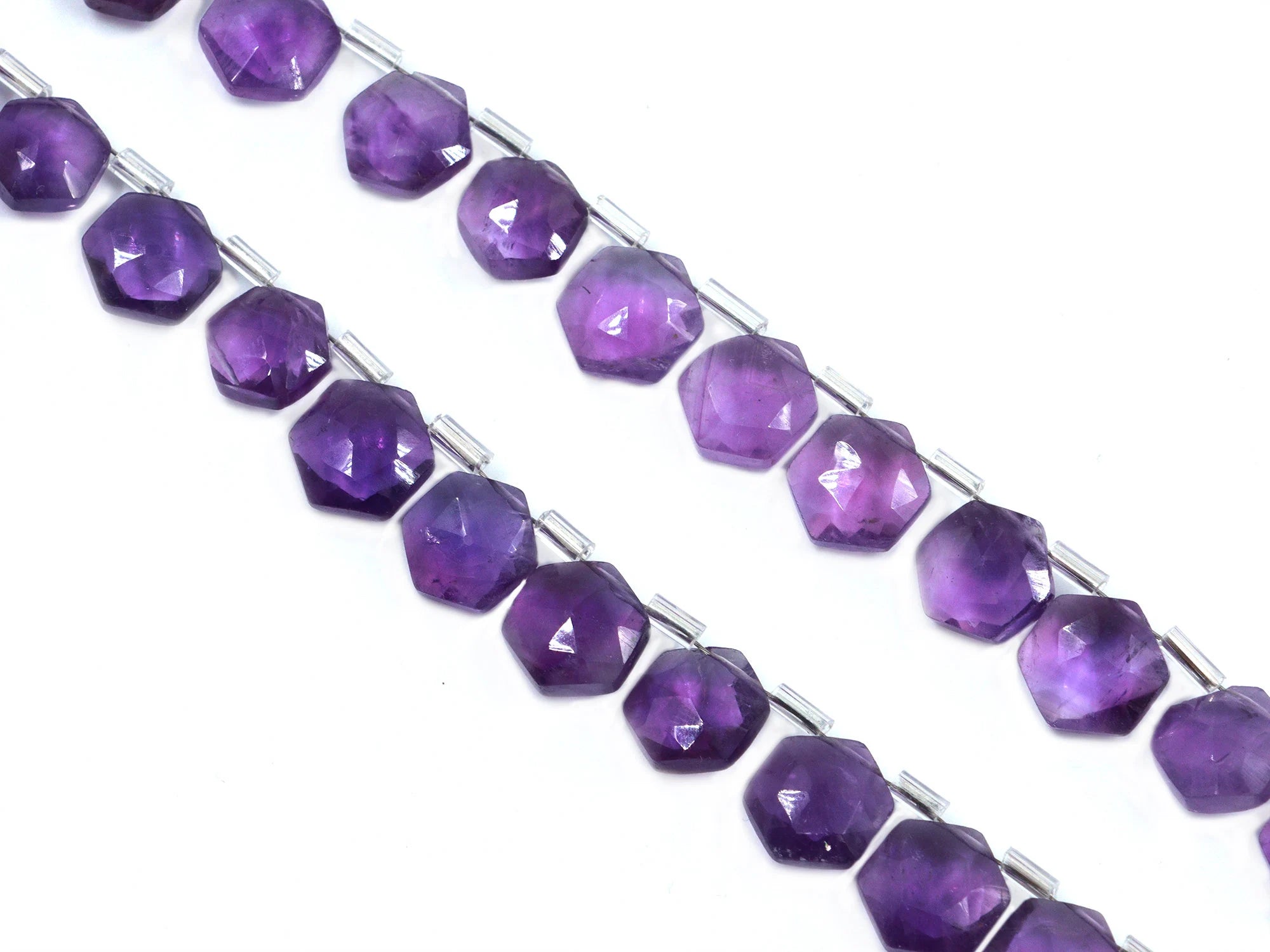 AA Quality African Amethyst Faceted Hexagon Beads, Amethyst Hexagon Beads, 6 Corner Shape Briolettes, Jewelry Making Gemstone Beads