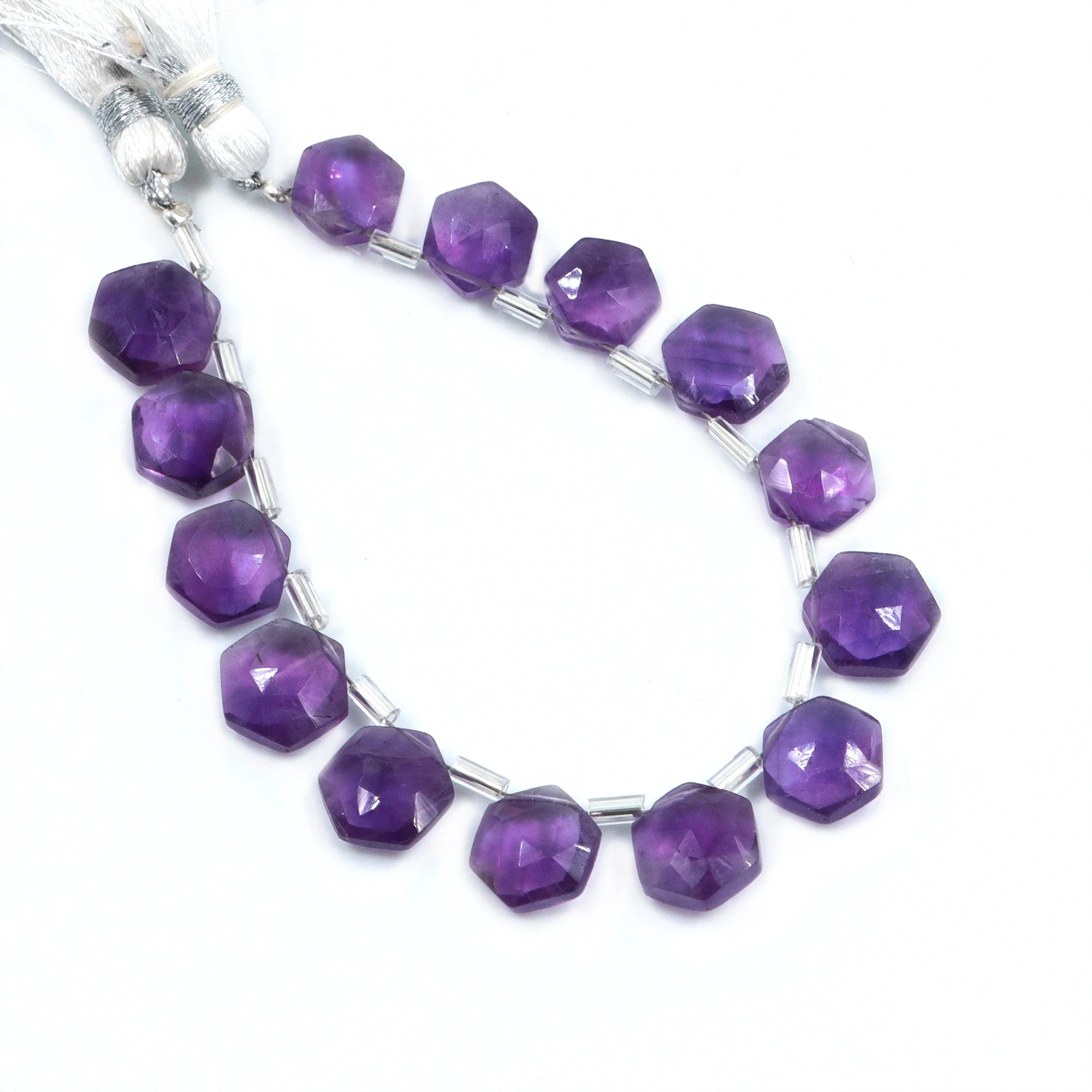 AA Quality African Amethyst Faceted Hexagon Beads, Amethyst Hexagon Beads, 6 Corner Shape Briolettes, Jewelry Making Gemstone Beads