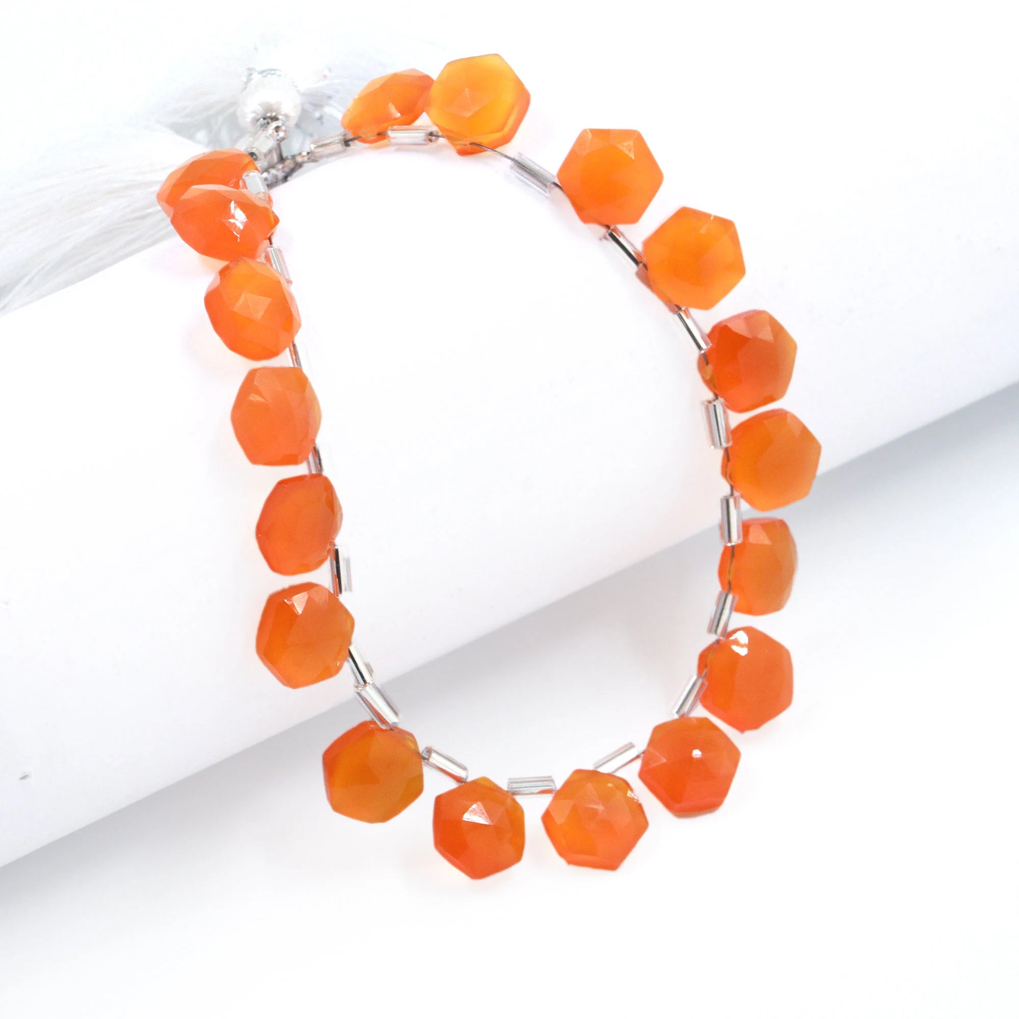 Natural Carnelian Faceted Hexagon Beads, Carnelian Faceted 6 Corner Hexagon, Carnelian Handmade Jewelry Making Gemstone
