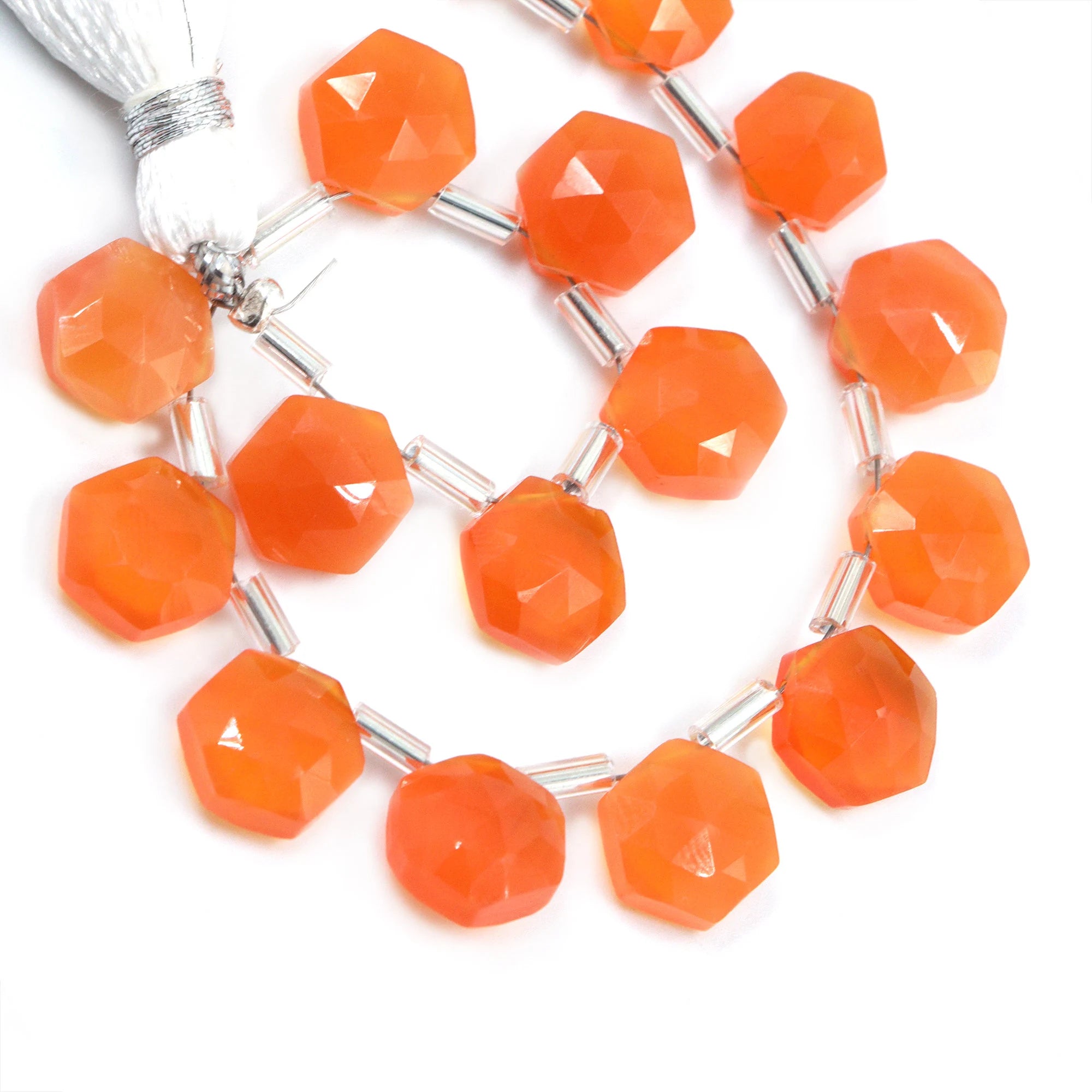 Natural Carnelian Faceted Hexagon Beads, Carnelian Faceted 6 Corner Hexagon, Carnelian Handmade Jewelry Making Gemstone