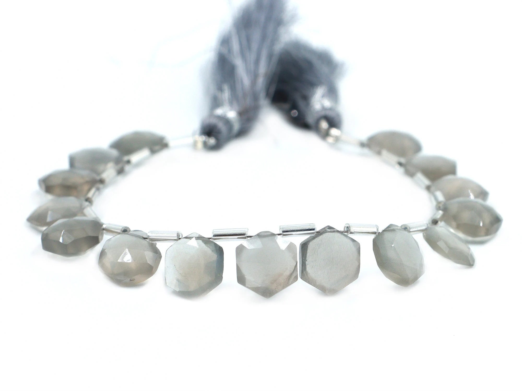 AA Quality Grey Moonstone Faceted Hexagon Beads, Grey Moonstone Six Corner Hexagon, Moonstone Handmade Jewelry Making Gemstone