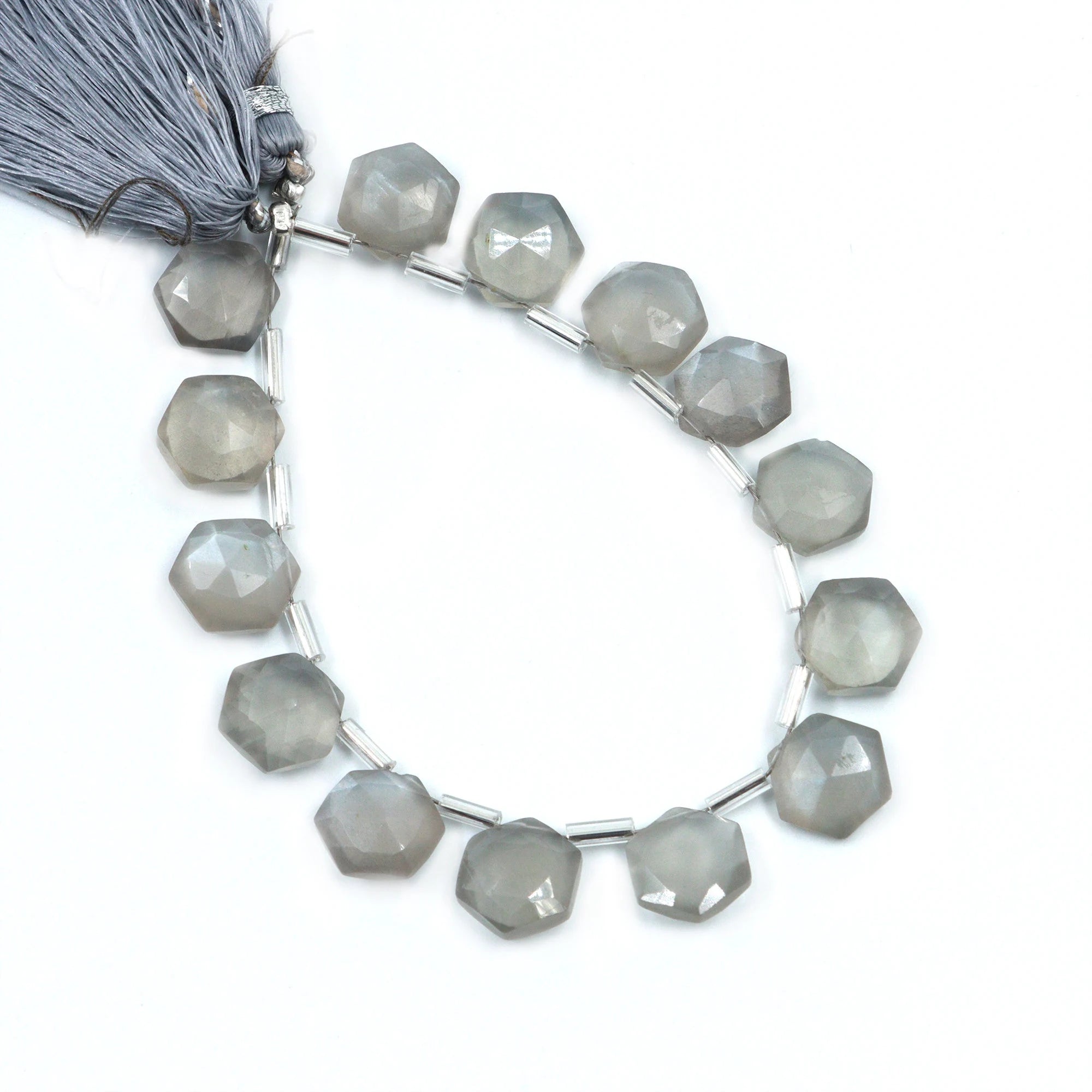 AA Quality Grey Moonstone Faceted Hexagon Beads, Grey Moonstone Six Corner Hexagon, Moonstone Handmade Jewelry Making Gemstone
