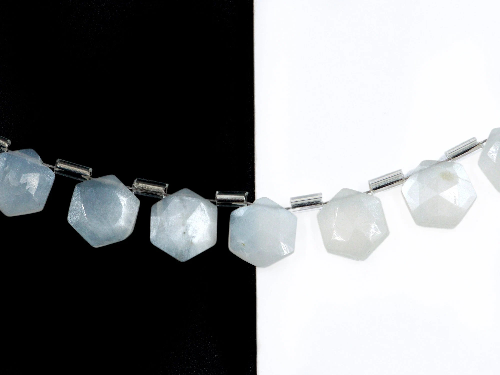 AA Quality White Moonstone Faceted Hexagon Beads, White Moonstone 6 Corner Hexagon, Moonstone Handmade Jewelry Making Gemstone