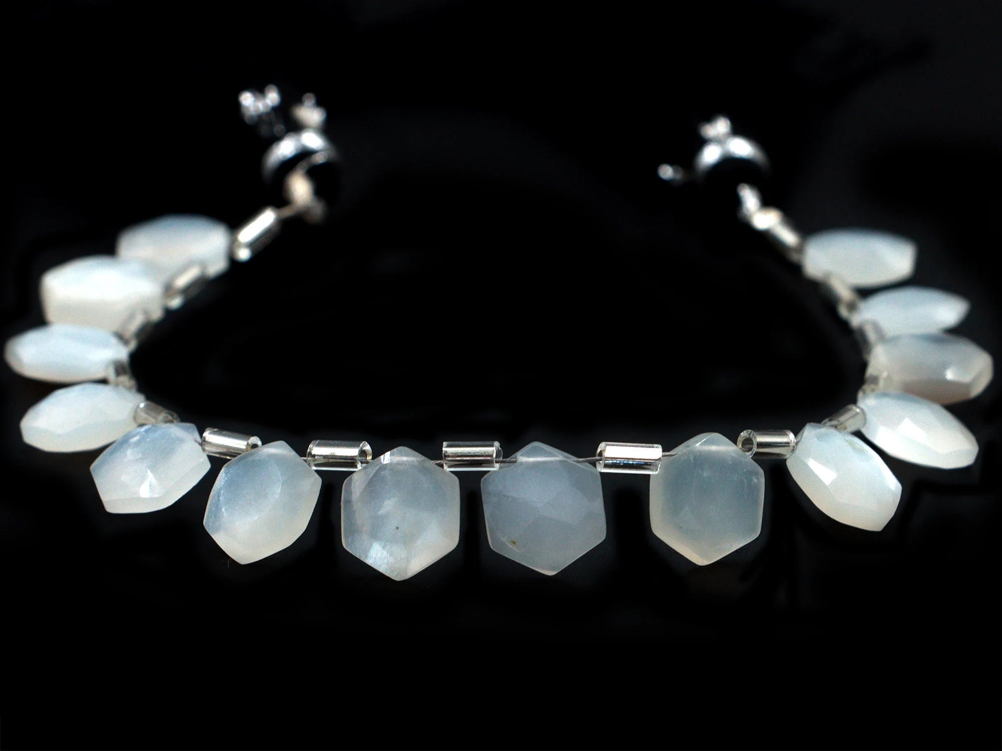 AA Quality White Moonstone Faceted Hexagon Beads, White Moonstone 6 Corner Hexagon, Moonstone Handmade Jewelry Making Gemstone