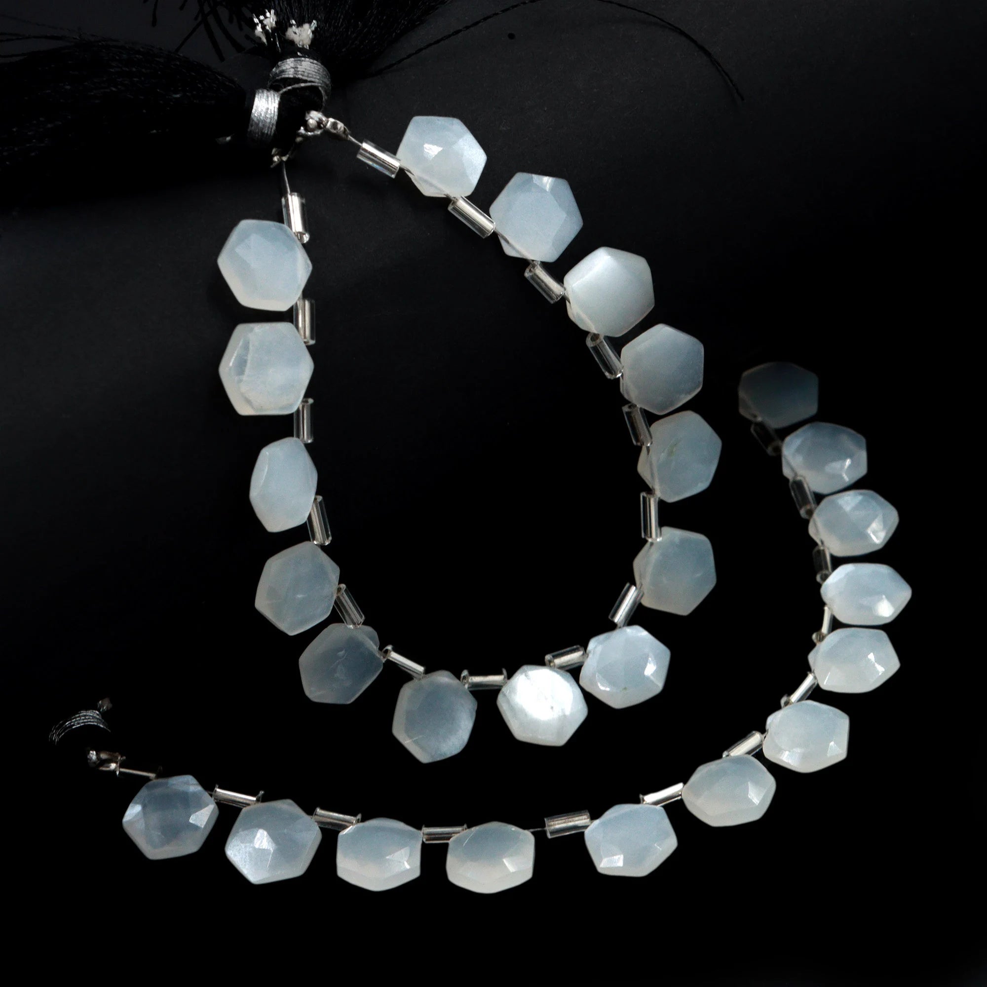 AA Quality White Moonstone Faceted Hexagon Beads, White Moonstone 6 Corner Hexagon, Moonstone Handmade Jewelry Making Gemstone