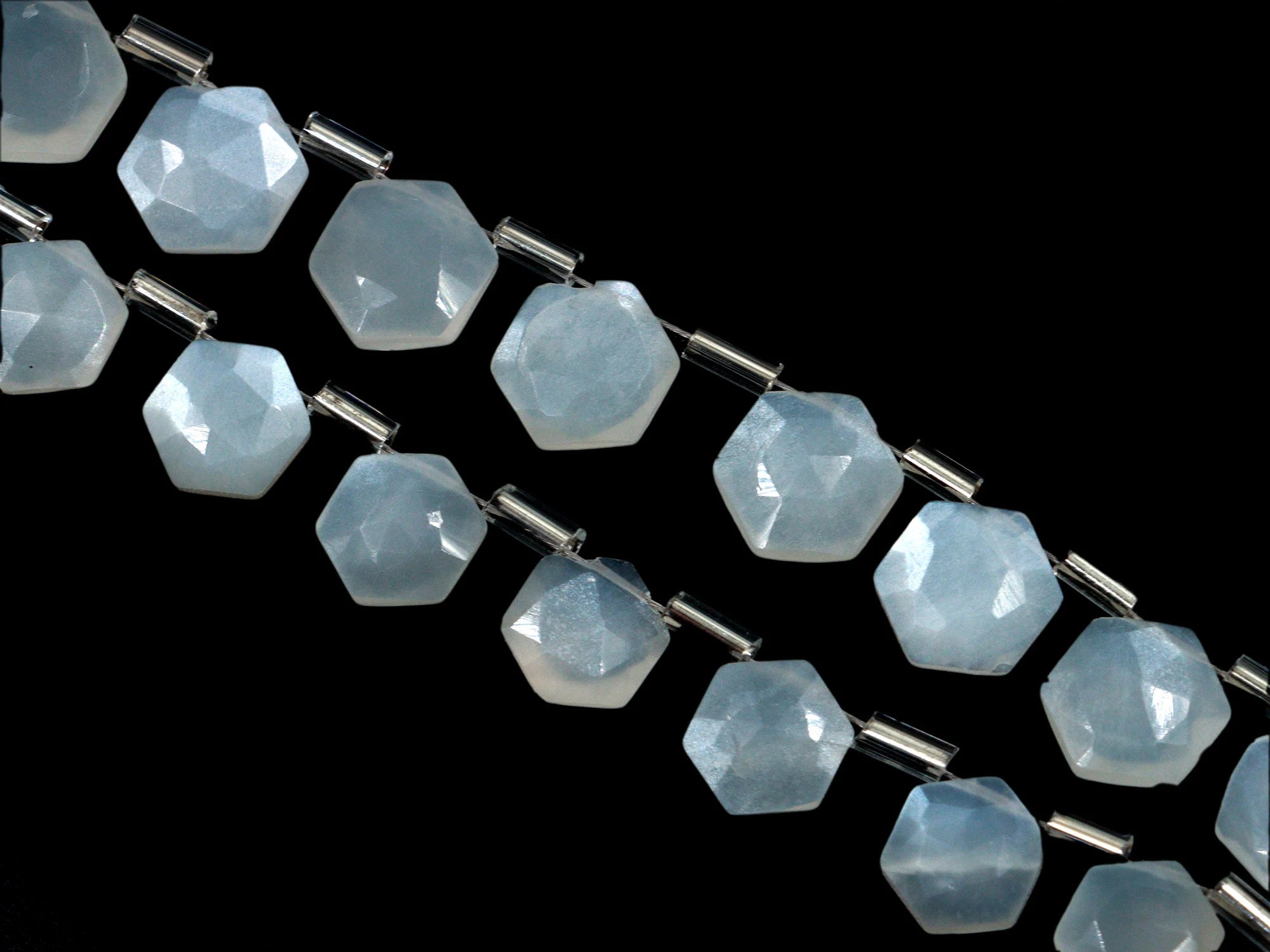 AA Quality White Moonstone Faceted Hexagon Beads, White Moonstone 6 Corner Hexagon, Moonstone Handmade Jewelry Making Gemstone