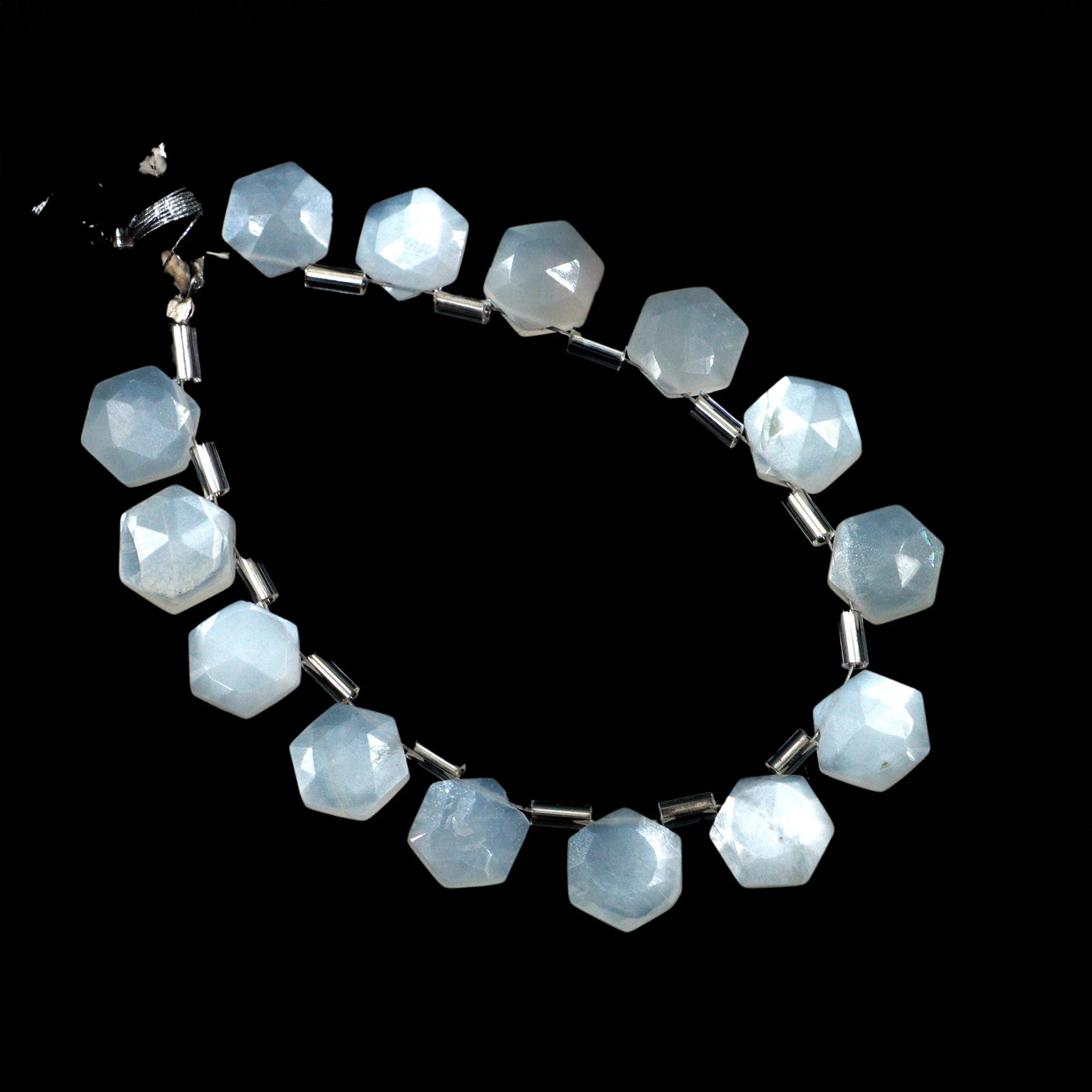 AA Quality White Moonstone Faceted Hexagon Beads, White Moonstone 6 Corner Hexagon, Moonstone Handmade Jewelry Making Gemstone