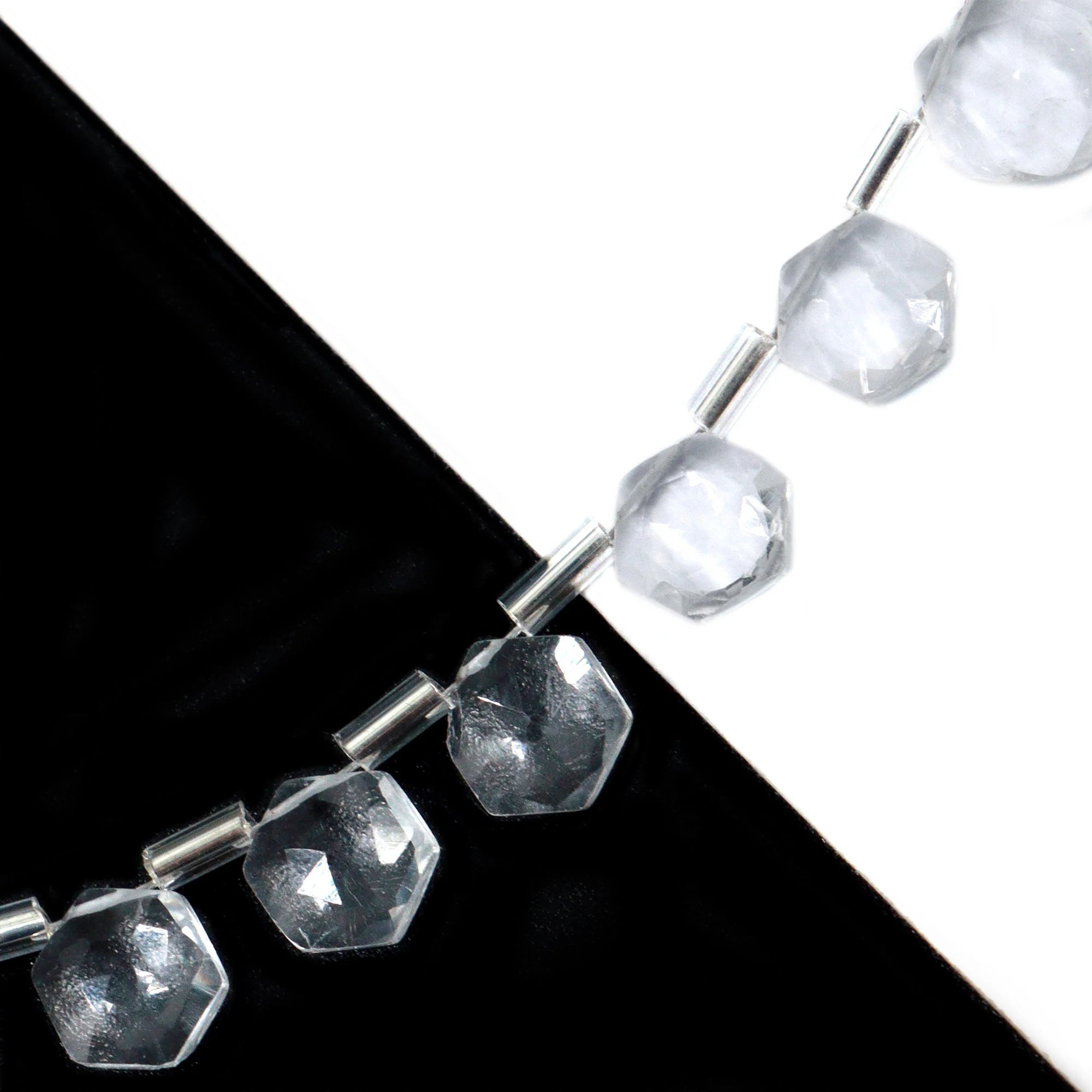 AA Quality Crystal Quartz Faceted Hexagon Beads, Crystal Quartz 6 Corner Hexagon, Crystal Quartz Handmade Jewelry Making Gemstone