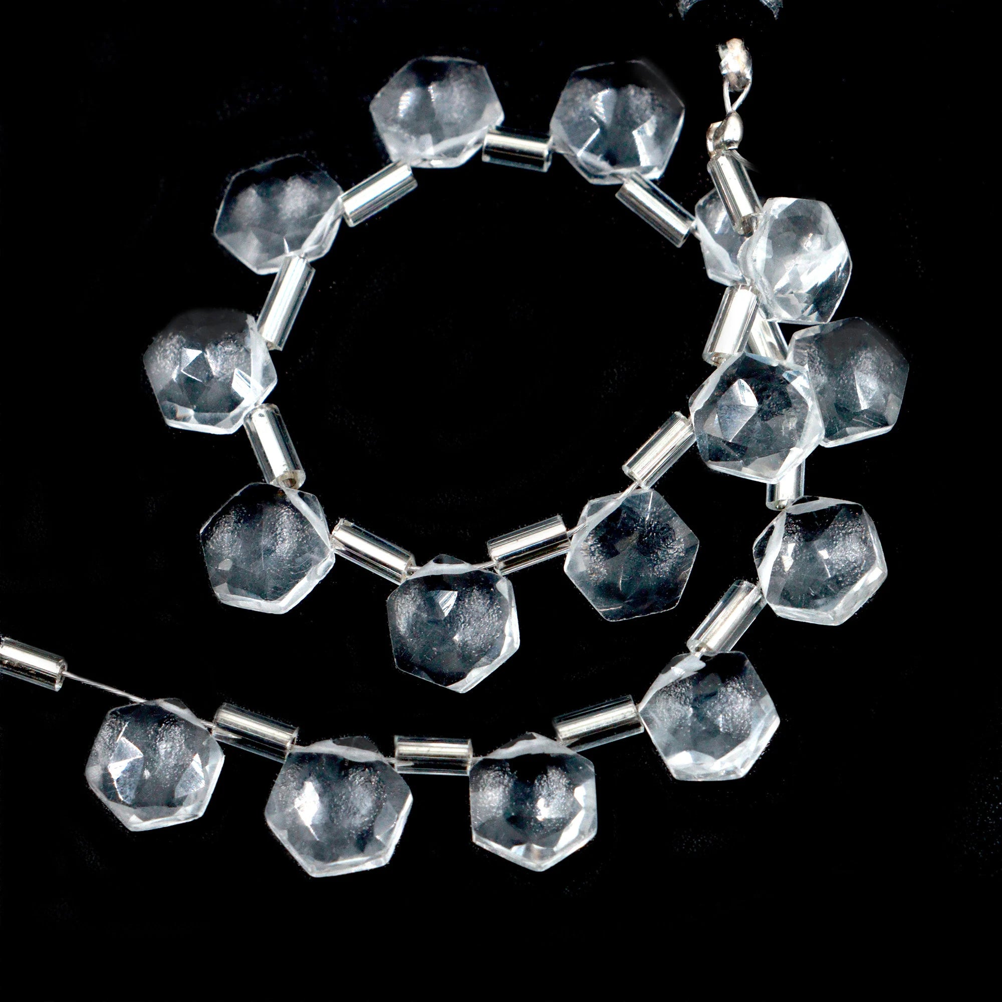 AA Quality Crystal Quartz Faceted Hexagon Beads, Crystal Quartz 6 Corner Hexagon, Crystal Quartz Handmade Jewelry Making Gemstone