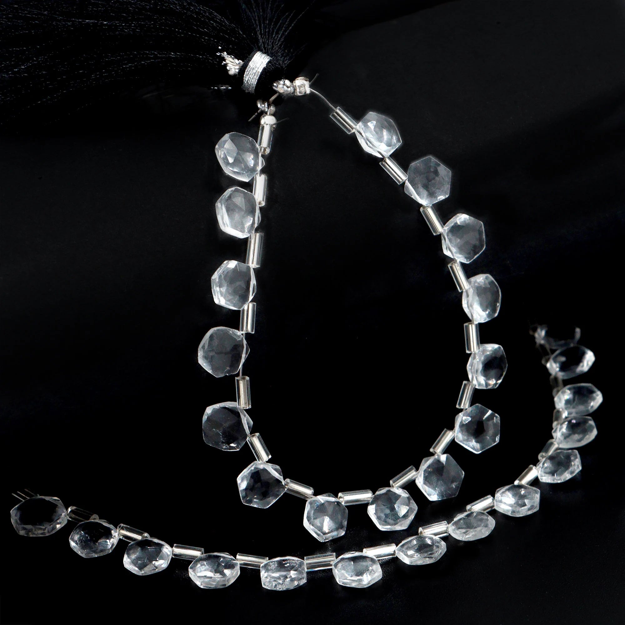 AA Quality Crystal Quartz Faceted Hexagon Beads, Crystal Quartz 6 Corner Hexagon, Crystal Quartz Handmade Jewelry Making Gemstone
