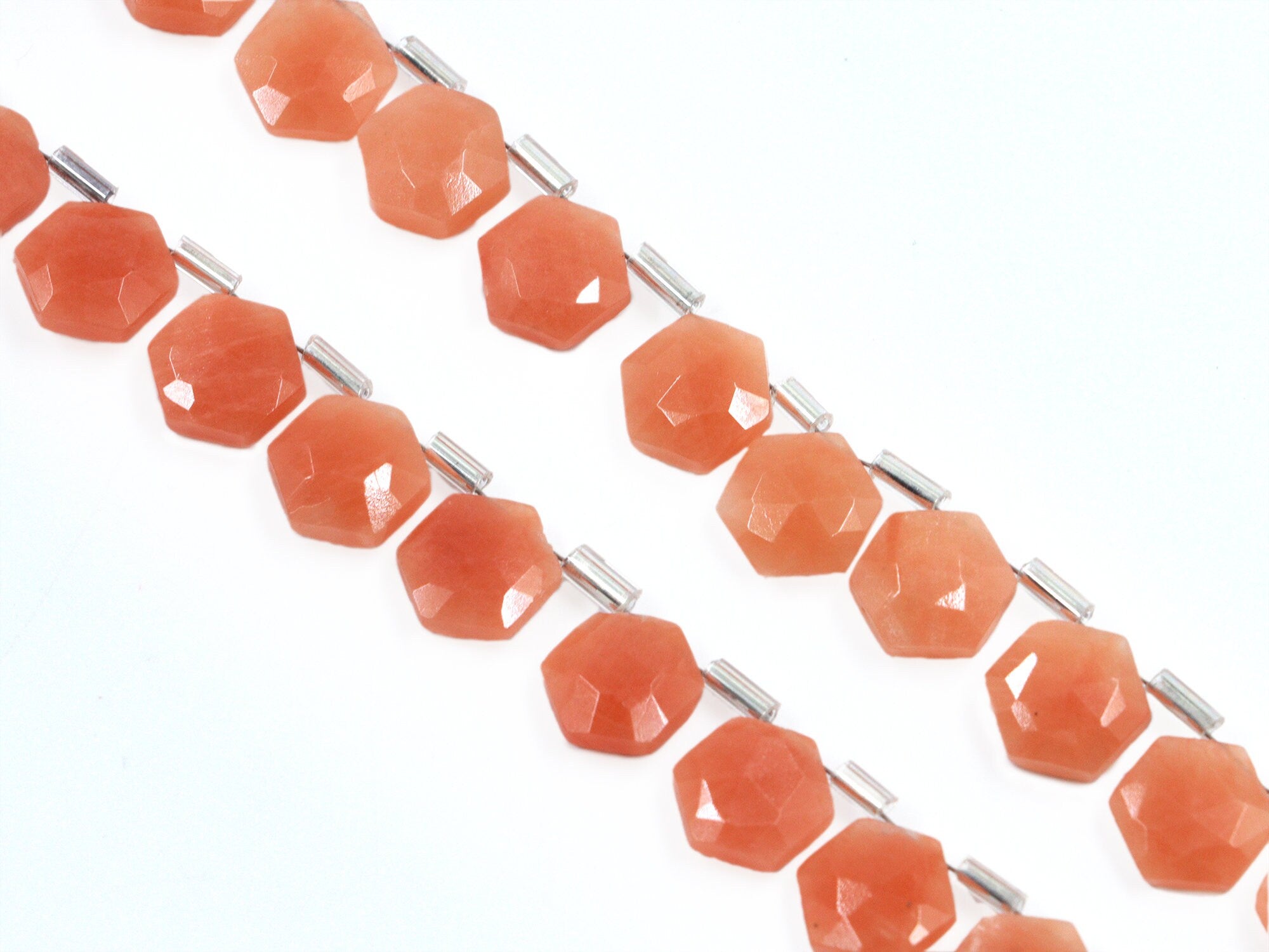AA Quality Peach Amazonite Faceted Hexagon Beads Briolettes, Amazonite 6 Corner Hexagon, Amazonite Handmade Jewelry Making Gemstone