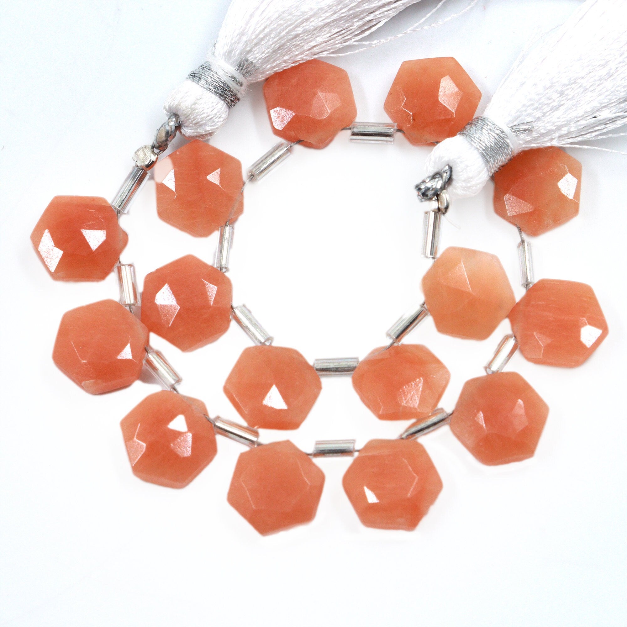 AA Quality Peach Amazonite Faceted Hexagon Beads Briolettes, Amazonite 6 Corner Hexagon, Amazonite Handmade Jewelry Making Gemstone