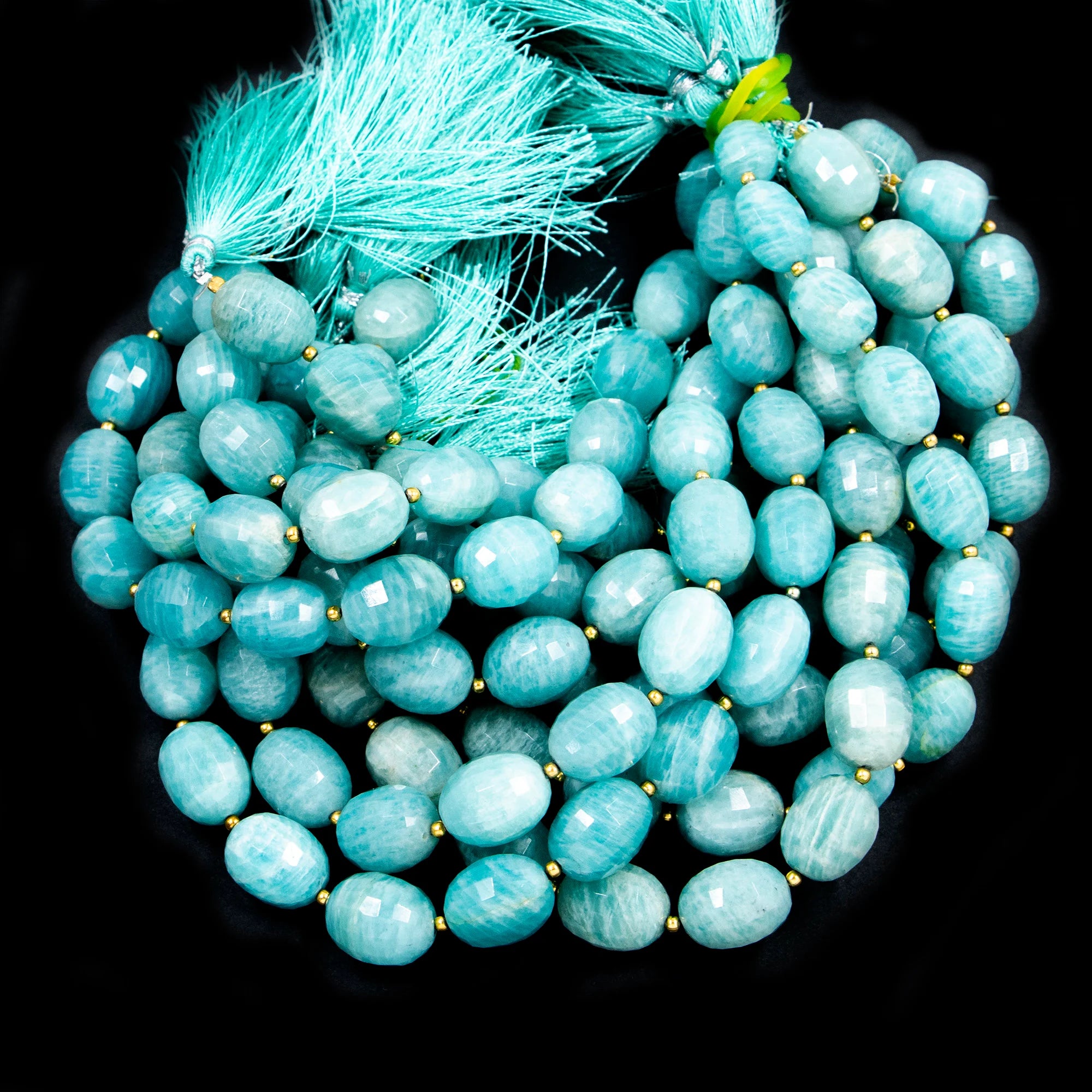 AA Quality Amazonite Faceted Oval Beads, Amazonite Handmade Jewelry Making Gemstone Beads, 9" Price Per Strand, Birthstone Beads (SKU1567)