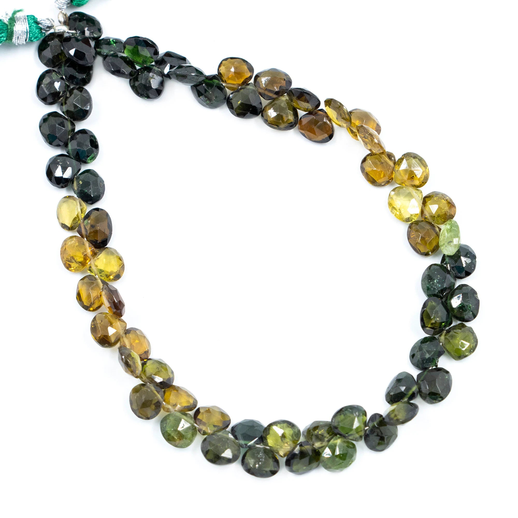 Chrome Tourmaline Beads, Faceted Heart Shape Beads, Chrome Tourmaline Heart, Tourmaline Beads For Jewelry, 9" Strand (SKU298)