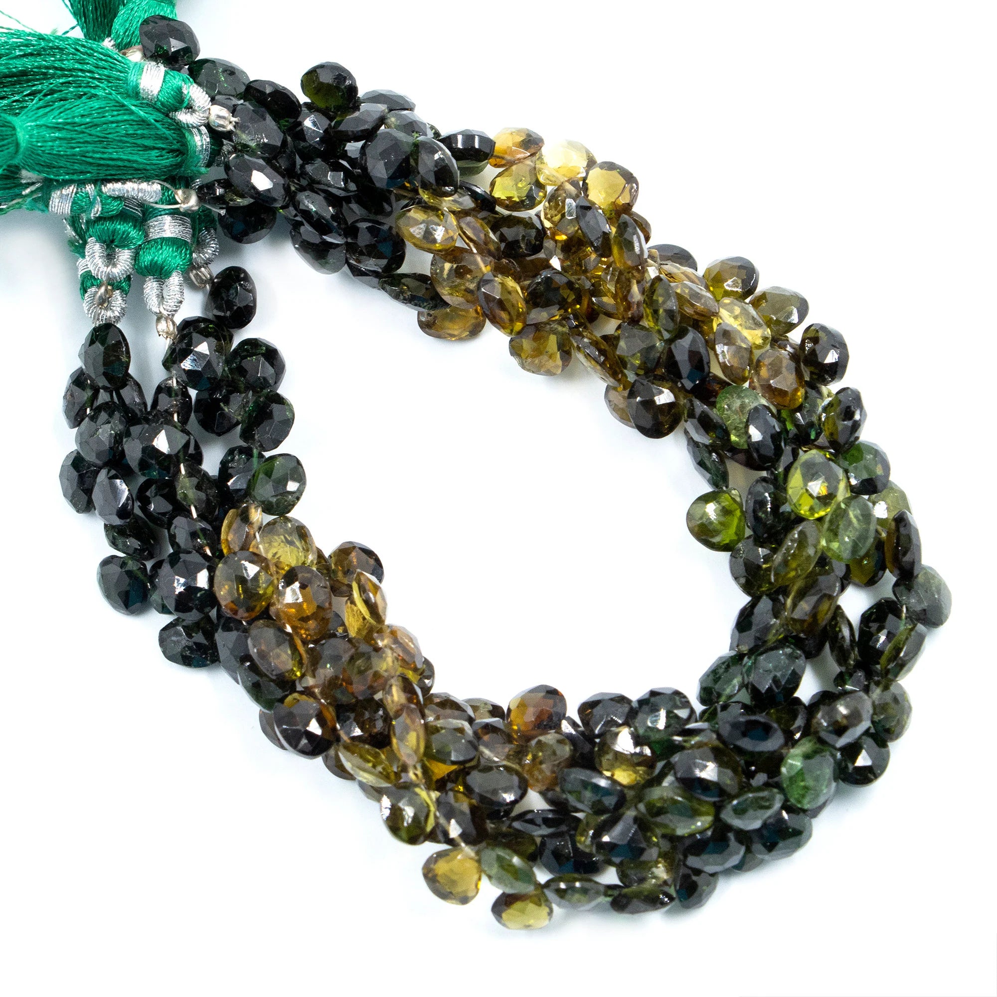 Chrome Tourmaline Beads, Faceted Heart Shape Beads, Chrome Tourmaline Heart, Tourmaline Beads For Jewelry, 9" Strand (SKU298)