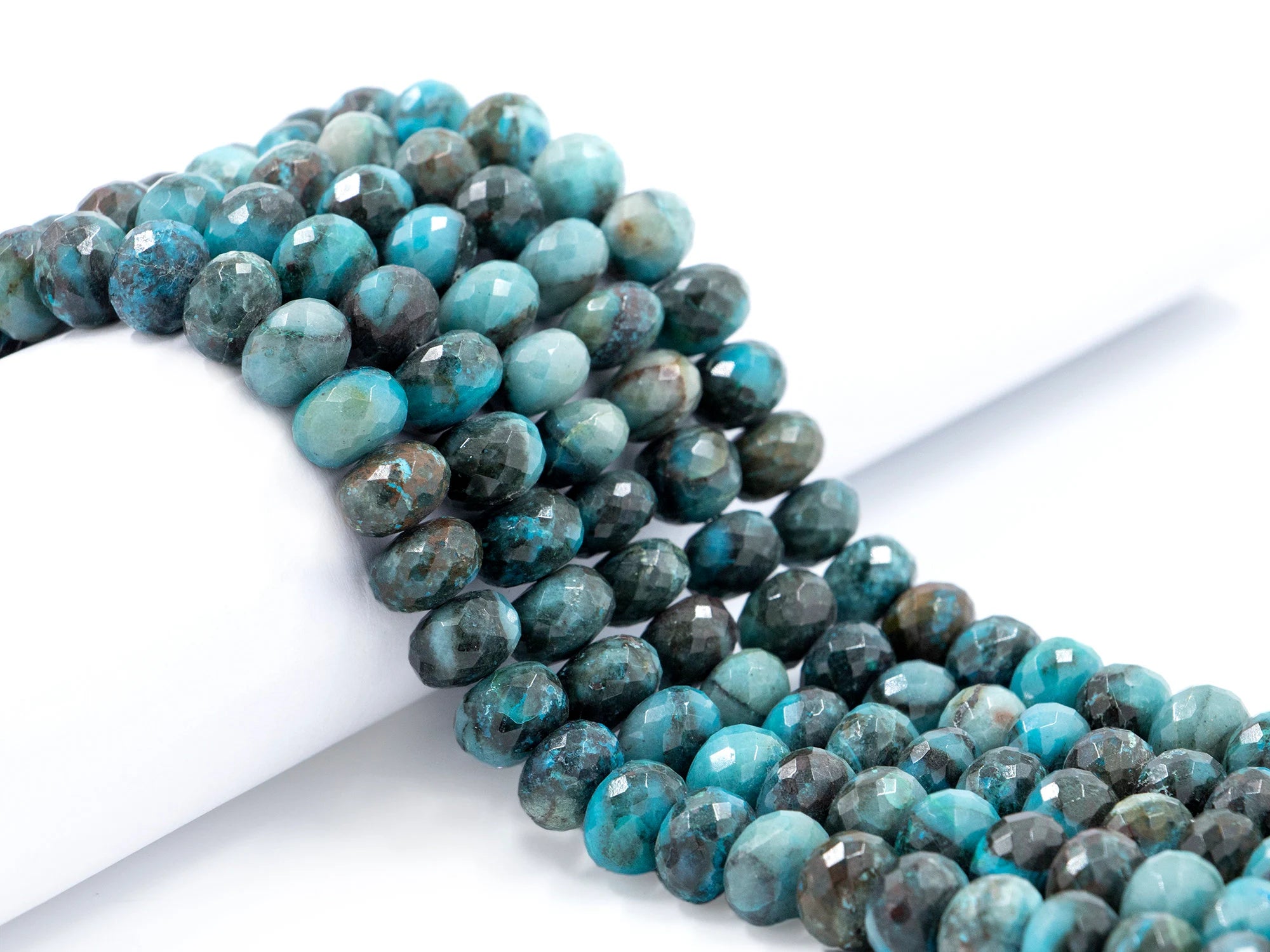 Multi Color Chrysocolla Faceted Rondelle Beads, Unique Chrysocolla Beads, Handmade Wholesale Beads, Jewelry Making Beads, 8"Strand (SKU1583)