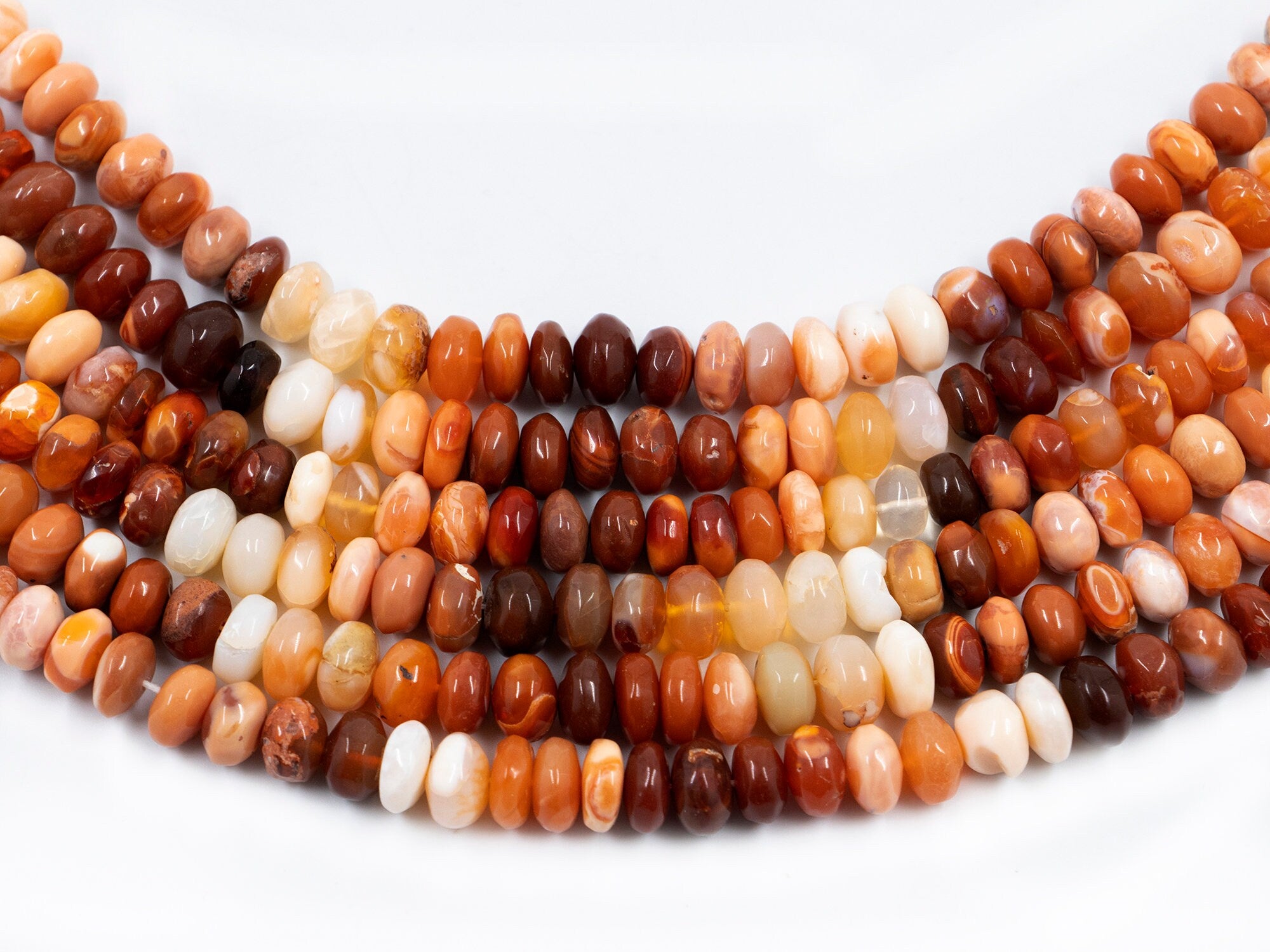 Natural Mexican Fire Opal Smooth Rondelle Beads, Fire Opal Rondelle Beads, Opal Handmade, Jewelry Making Gemstone Beads