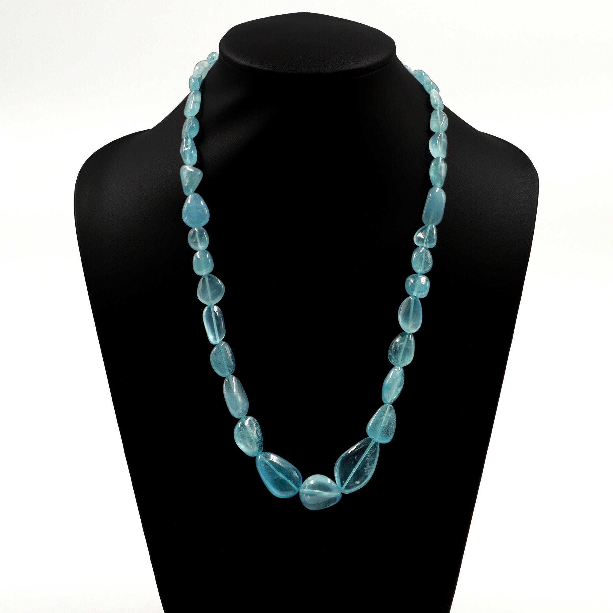 AA Quality Blue Aquamarine Fancy Shape Smooth Nuggets Necklace, Natural Aquamarine Smooth Nuggets Necklace, Handmade Necklace, SKU1438