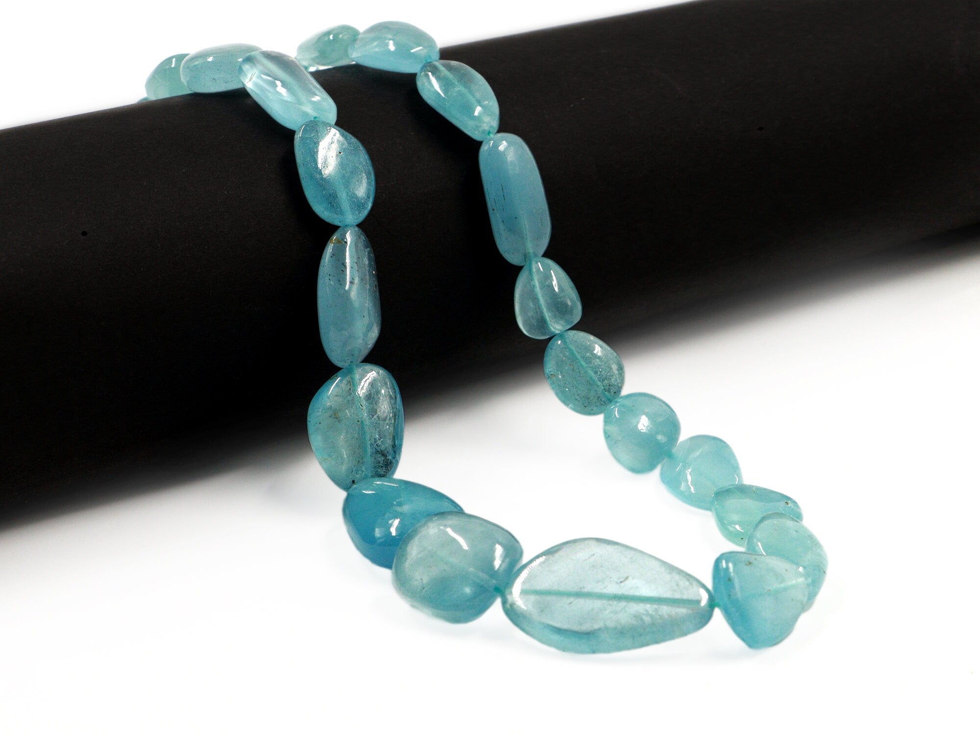 AA Quality Blue Aquamarine Fancy Shape Smooth Nuggets Necklace, Natural Aquamarine Smooth Nuggets Necklace, Handmade Necklace, SKU1438