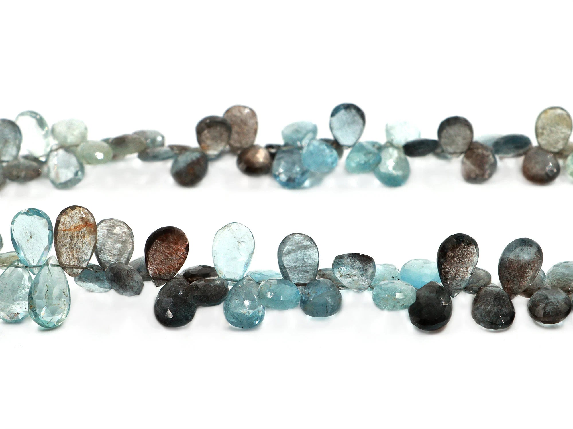 Moss Aquamarine Faceted Pear Beads, Moss Aquamarine Pear, Aquamarine Handmade Jewelry Making Gemstone Beads, 9 Inch Strand