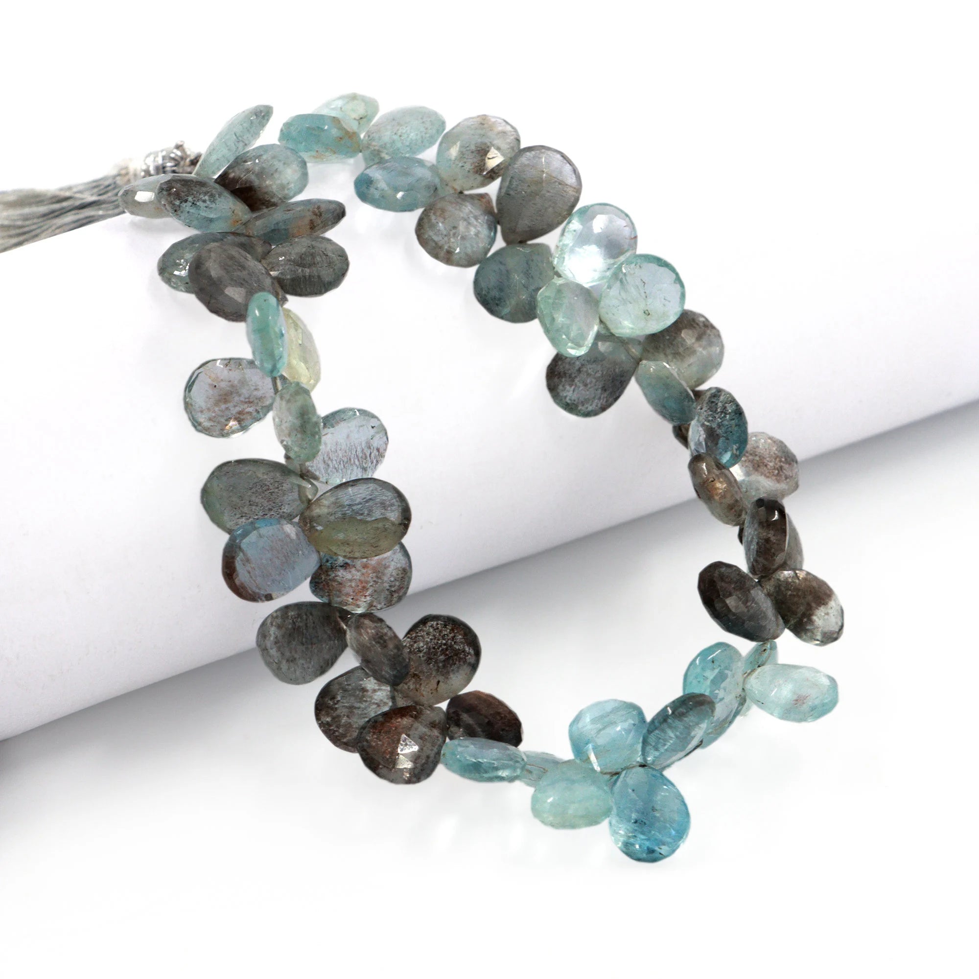 Moss Aquamarine Faceted Pear Beads, Moss Aquamarine Pear, Aquamarine Handmade Jewelry Making Gemstone Beads, 9 Inch Strand