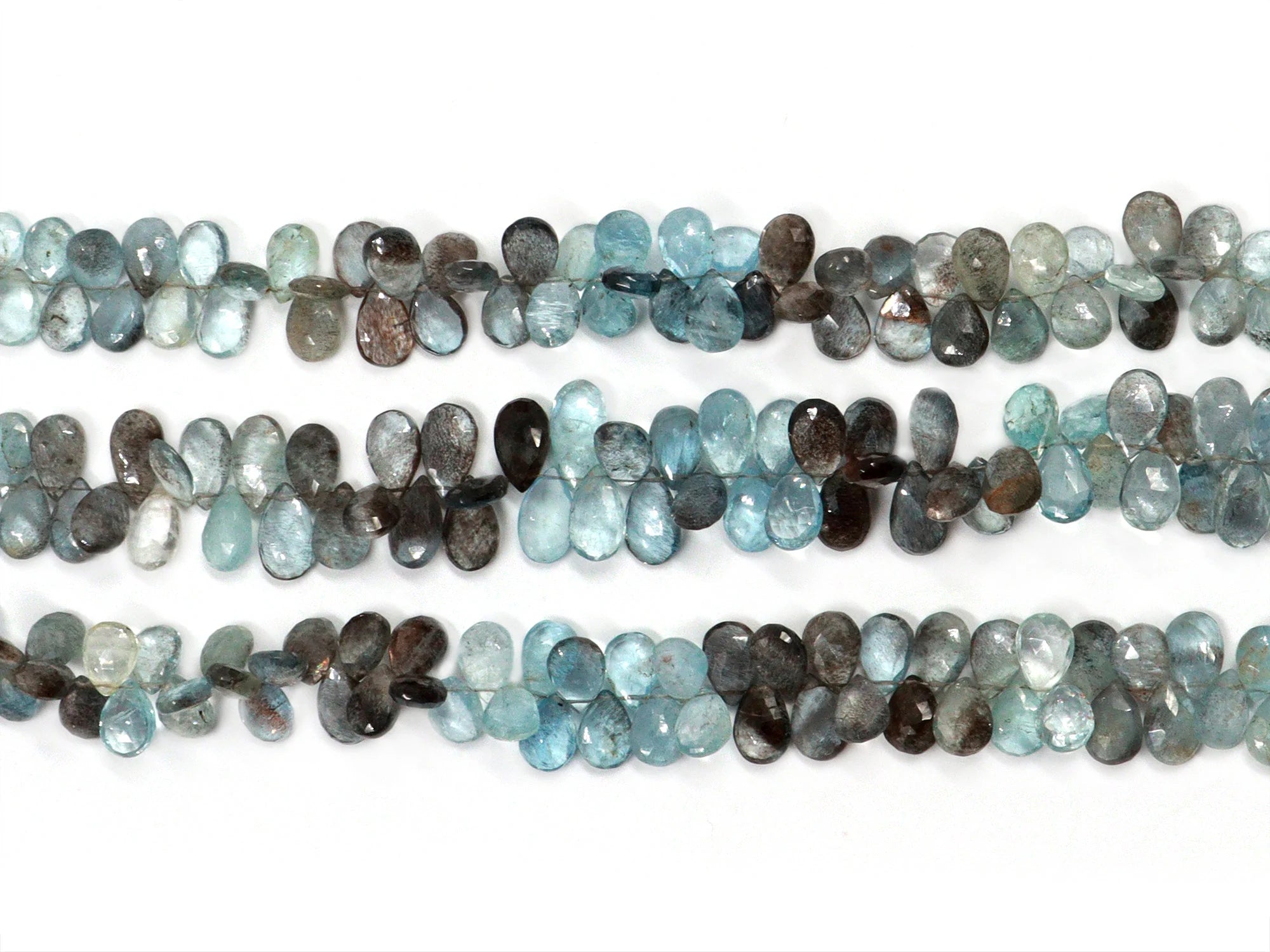 Moss Aquamarine Faceted Pear Beads, Moss Aquamarine Pear, Aquamarine Handmade Jewelry Making Gemstone Beads, 9 Inch Strand