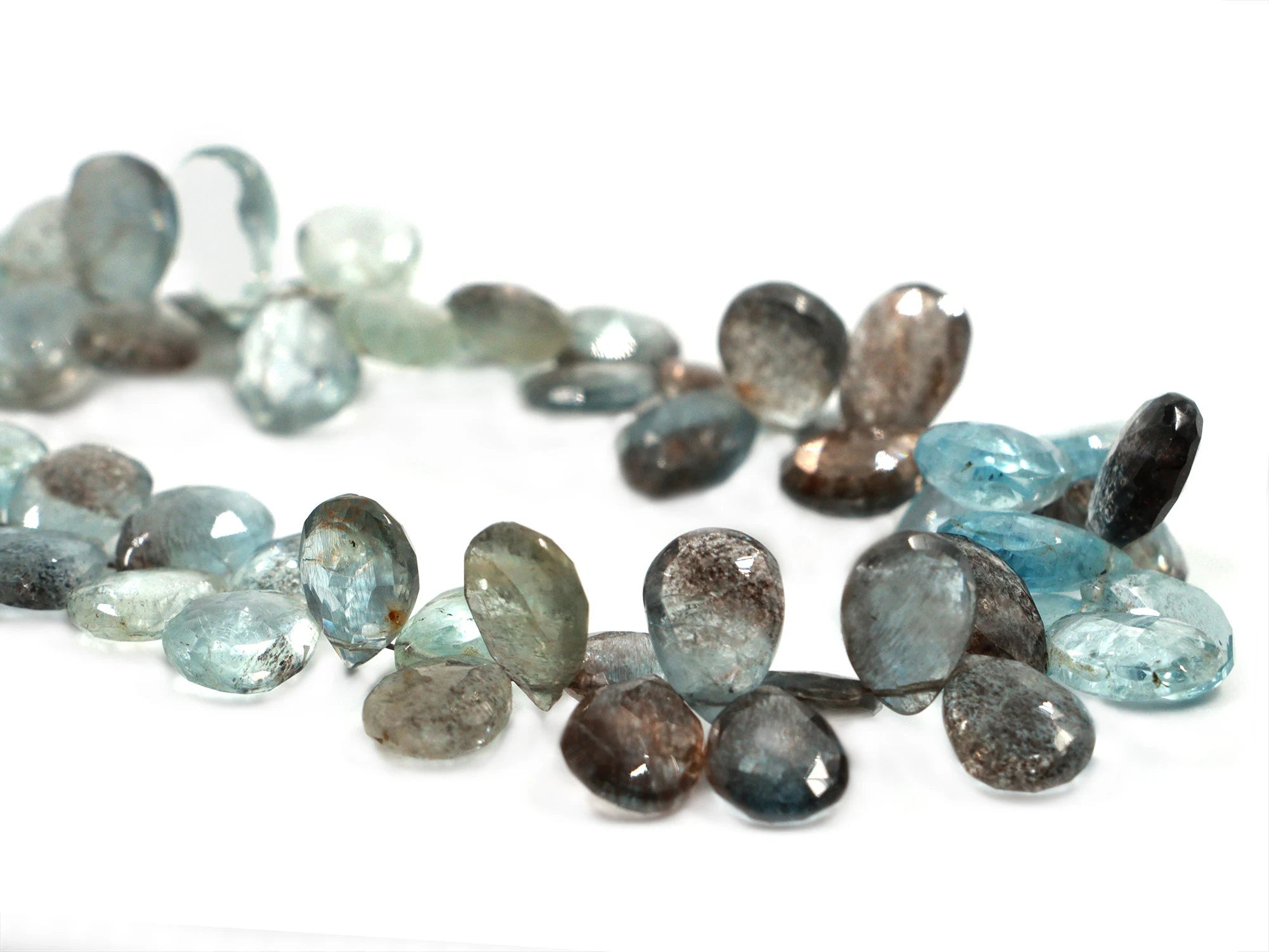 Moss Aquamarine Faceted Pear Beads, Moss Aquamarine Pear, Aquamarine Handmade Jewelry Making Gemstone Beads, 9 Inch Strand