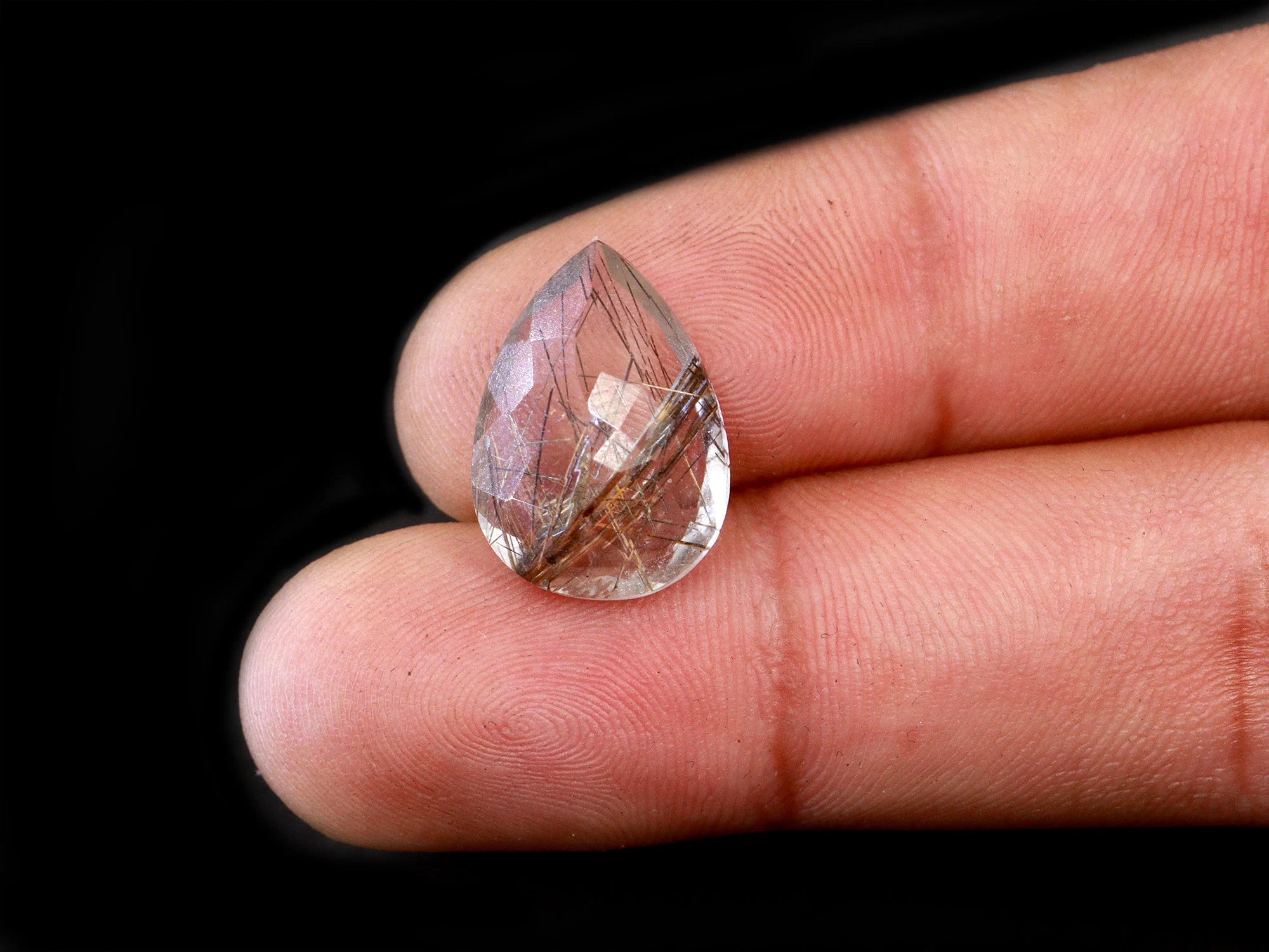 Black Rutile Pear Cut Loose Gemstone, 12x16.5 mm, Black Rutile Pear, Black Rutile Ring Cut, Rutile Jewelry Making, SKU1665