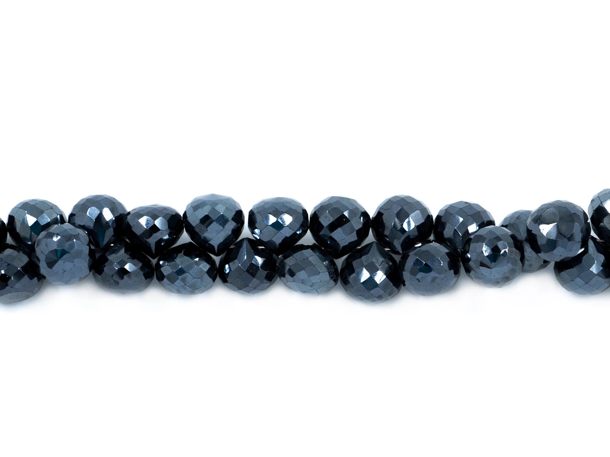 Black Spinel Crystal Coated Metallic Faceted Onion Beads, 7x8 mmm Black Spinel Coated Onion, SKU257