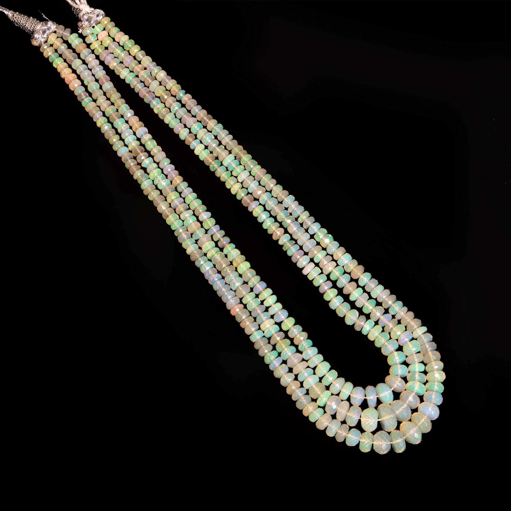 Classic Ethiopian Welo Opal Faceted Rondelle Beads Necklace, 5 mm To 11 mm, Opal Handmade Jewelry Making Gemstone, 9.5 Inch, SKU1597