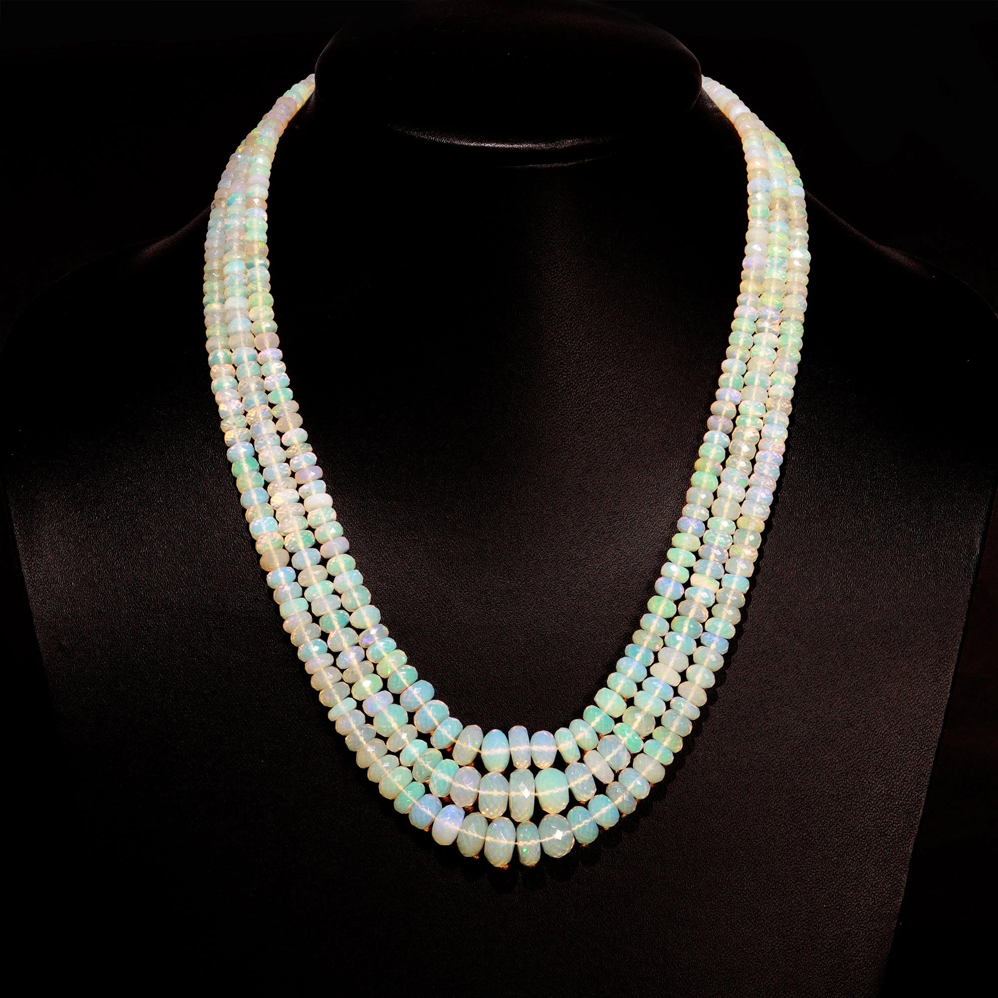 Classic Ethiopian Welo Opal Faceted Rondelle Beads Necklace, 5 mm To 11 mm, Opal Handmade Jewelry Making Gemstone, 9.5 Inch, SKU1597