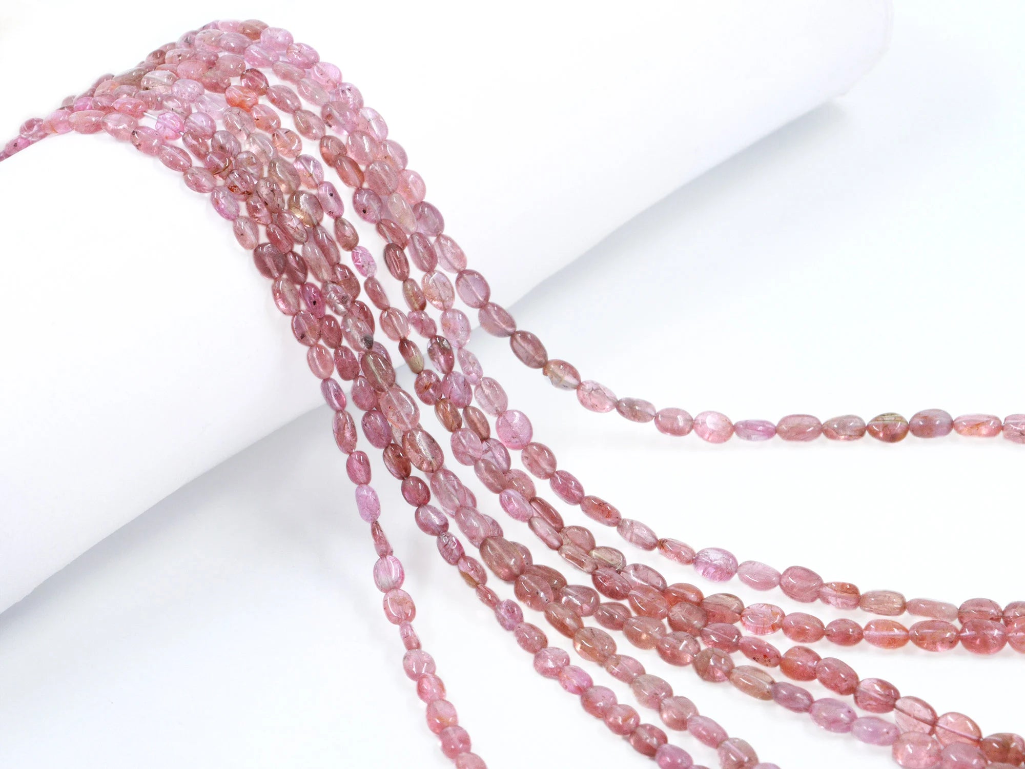 Pink Tourmaline Smooth Oval Beads, 3x3.5 mm To 5x7 mm, Tourmaline Oval, Tourmaline Handmade Jewelry Making Gemstone, 18 Inch Strand