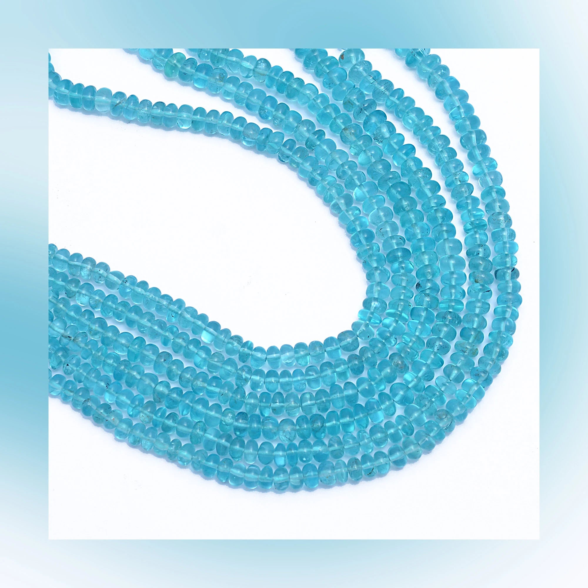 AAA Quality Sky Apatite Smooth Rondelle Beads, 4 mm To 7 mm, Sky Apatite Beads, Apatite Handmade Jewelry Making Beads, 17 Inch, SKU365