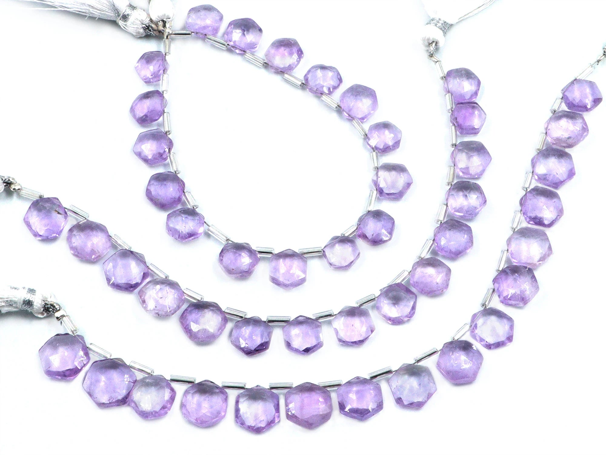 AA Quality Pink Amethyst Faceted Hexagon Beads, Amethyst Hexagon Beads, 6 Corner Hexagon, Jewelry Making Gemstone Beads