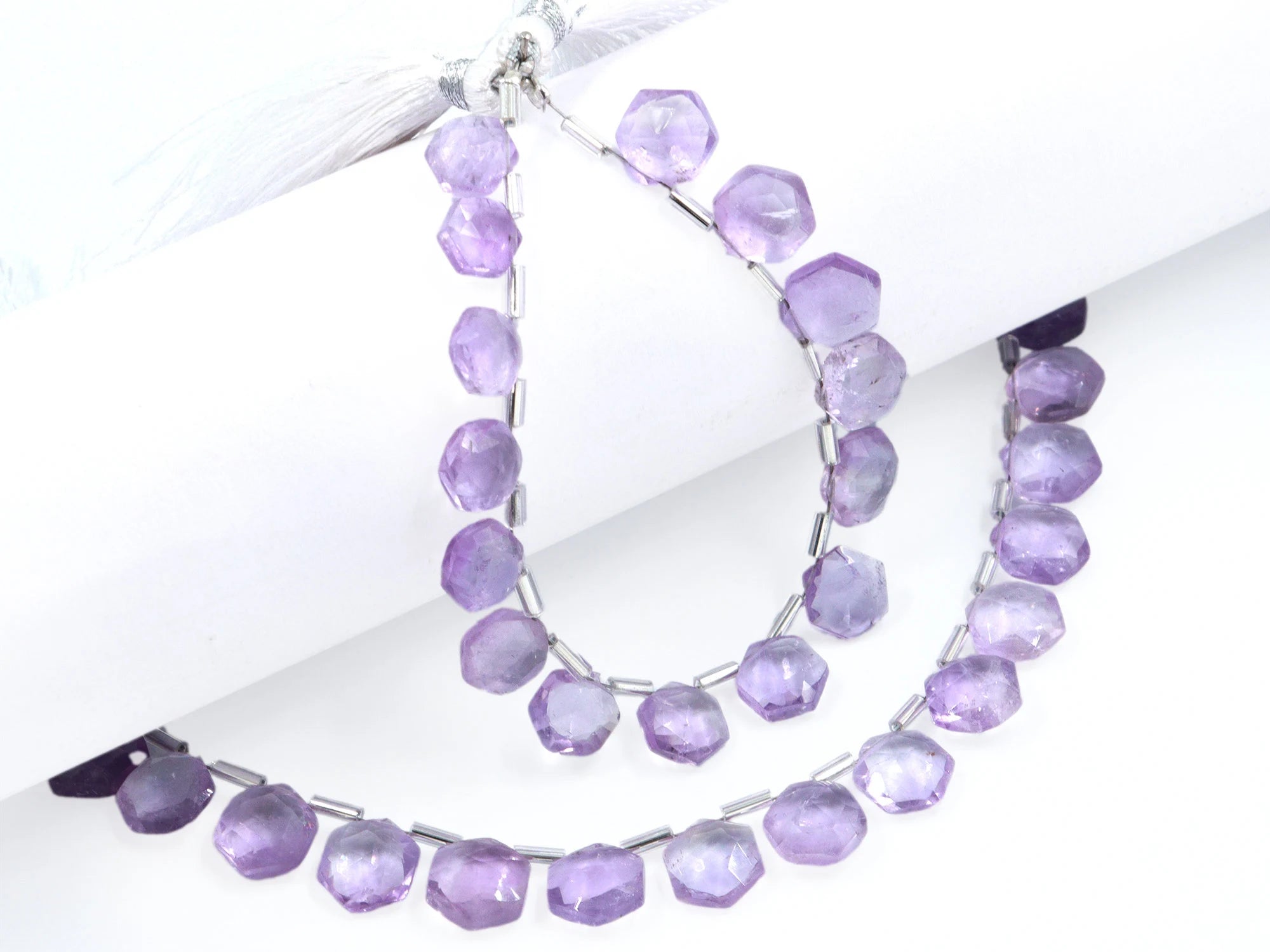 AA Quality Pink Amethyst Faceted Hexagon Beads, Amethyst Hexagon Beads, 6 Corner Hexagon, Jewelry Making Gemstone Beads