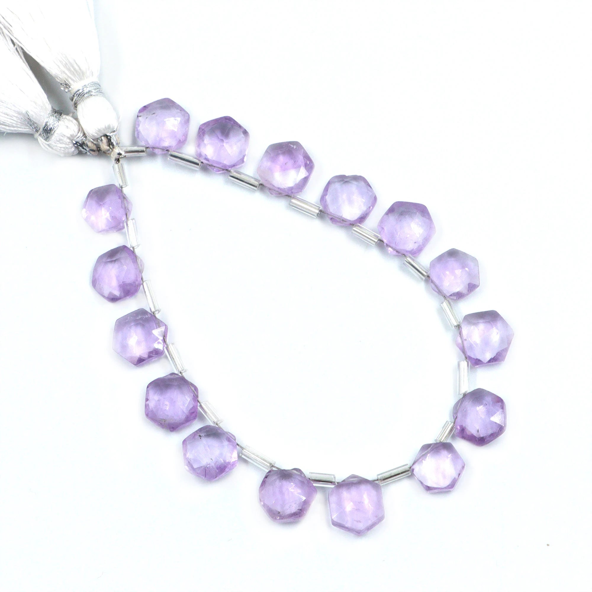 AA Quality Pink Amethyst Faceted Hexagon Beads, Amethyst Hexagon Beads, 6 Corner Hexagon, Jewelry Making Gemstone Beads