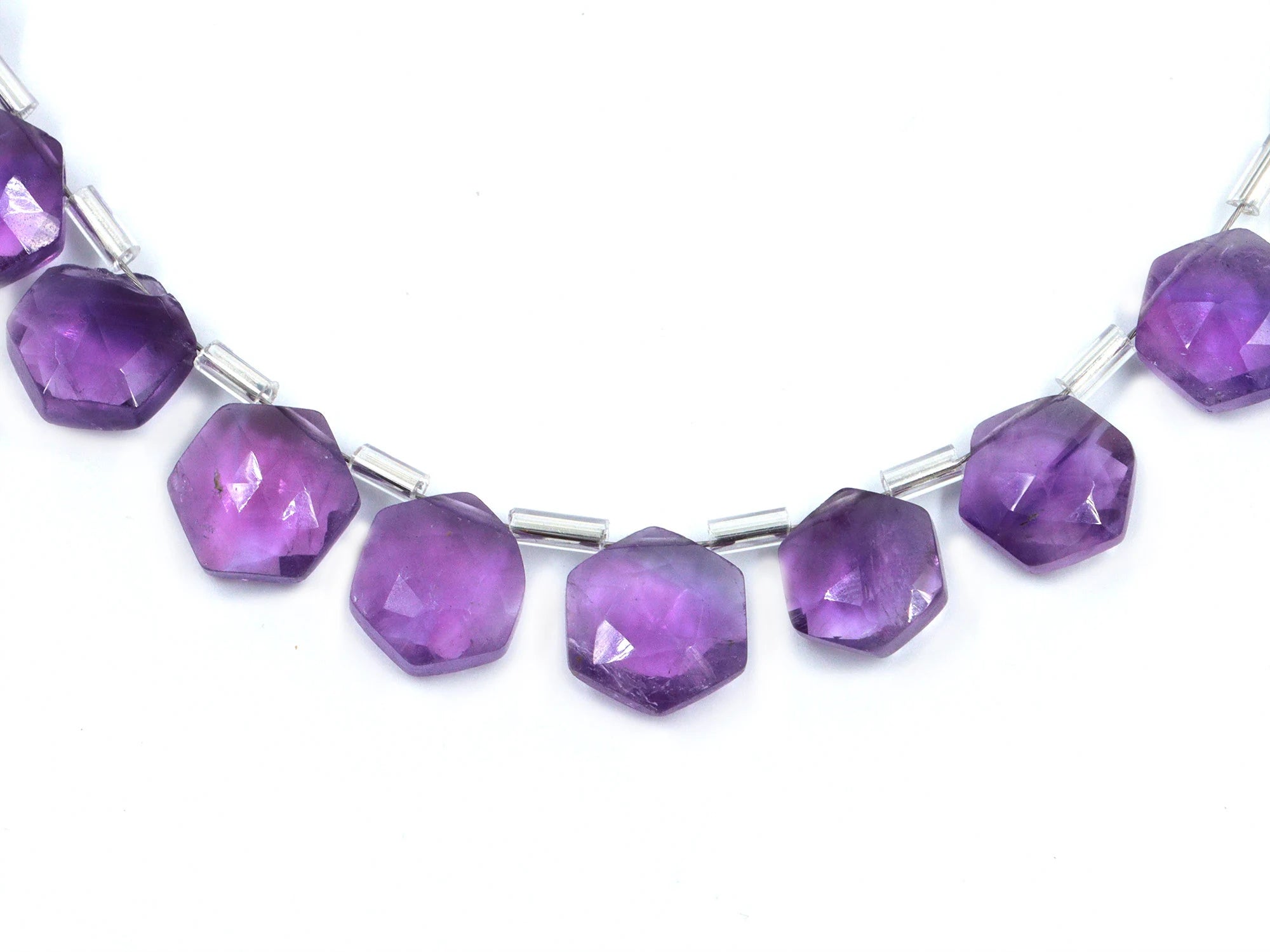AA Quality African Amethyst Faceted Hexagon Beads, Amethyst Hexagon Beads, 6 Corner Shape Briolettes, Jewelry Making Gemstone Beads