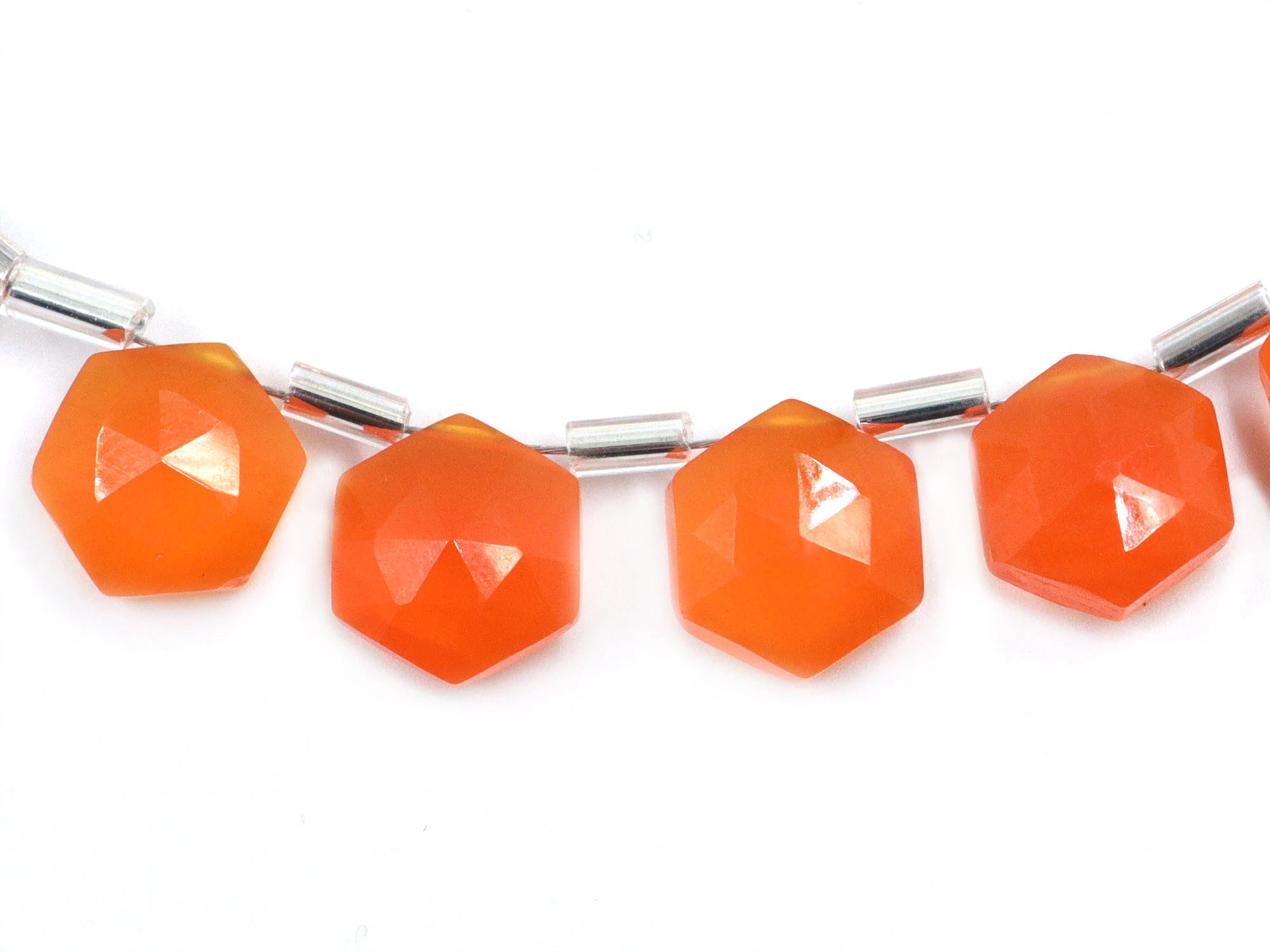 Natural Carnelian Faceted Hexagon Beads, Carnelian Faceted 6 Corner Hexagon, Carnelian Handmade Jewelry Making Gemstone