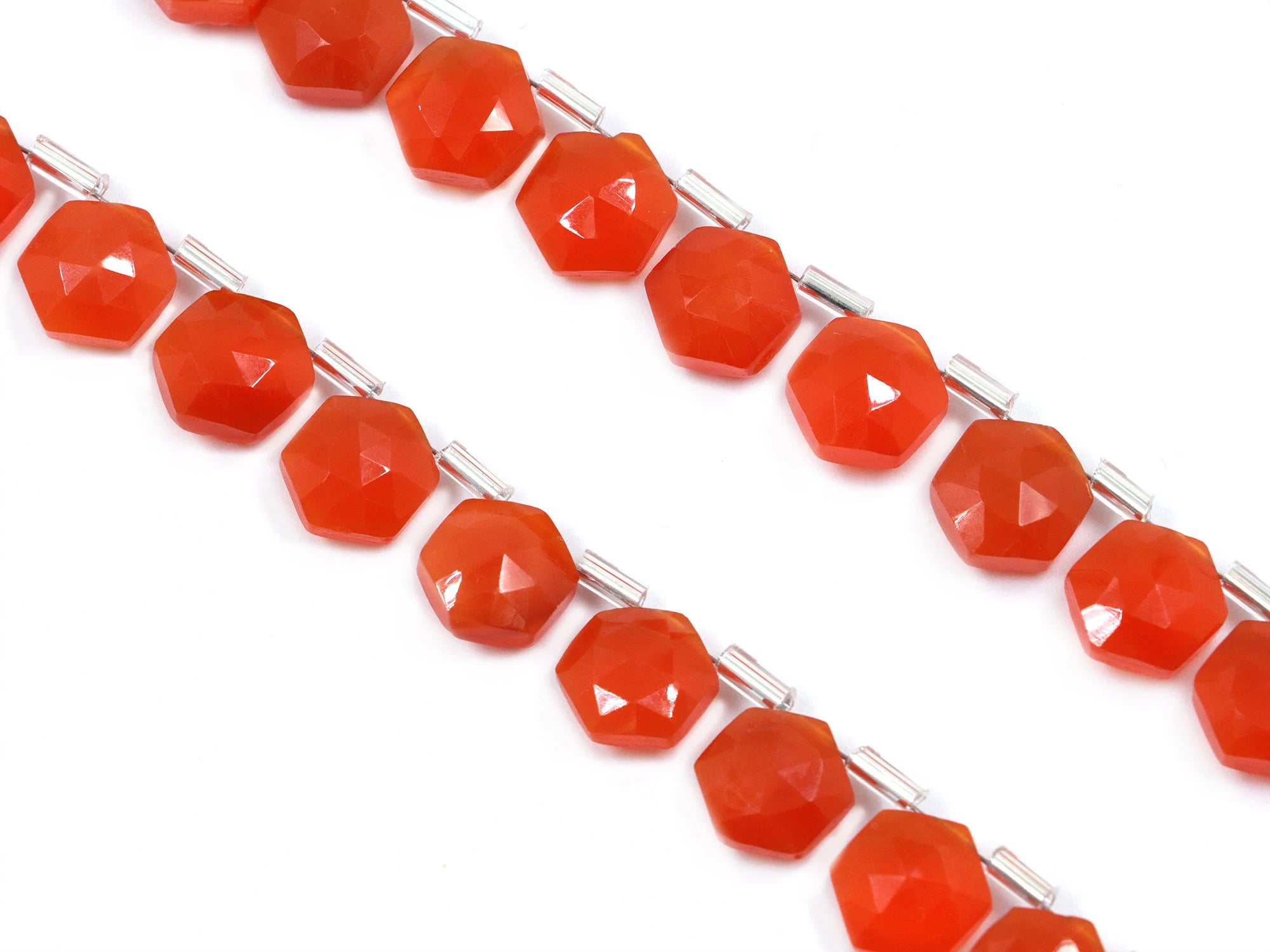 Natural Carnelian Faceted Hexagon Beads, Carnelian Faceted 6 Corner Hexagon, Carnelian Handmade Jewelry Making Gemstone
